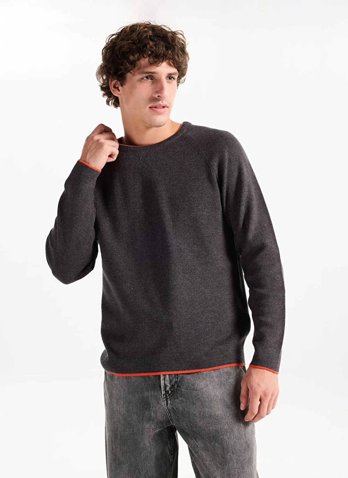 Gmg Fırenze Bisiklet Yaka Slim Fit Antrasit Erkek Kazak GU25MFW04029