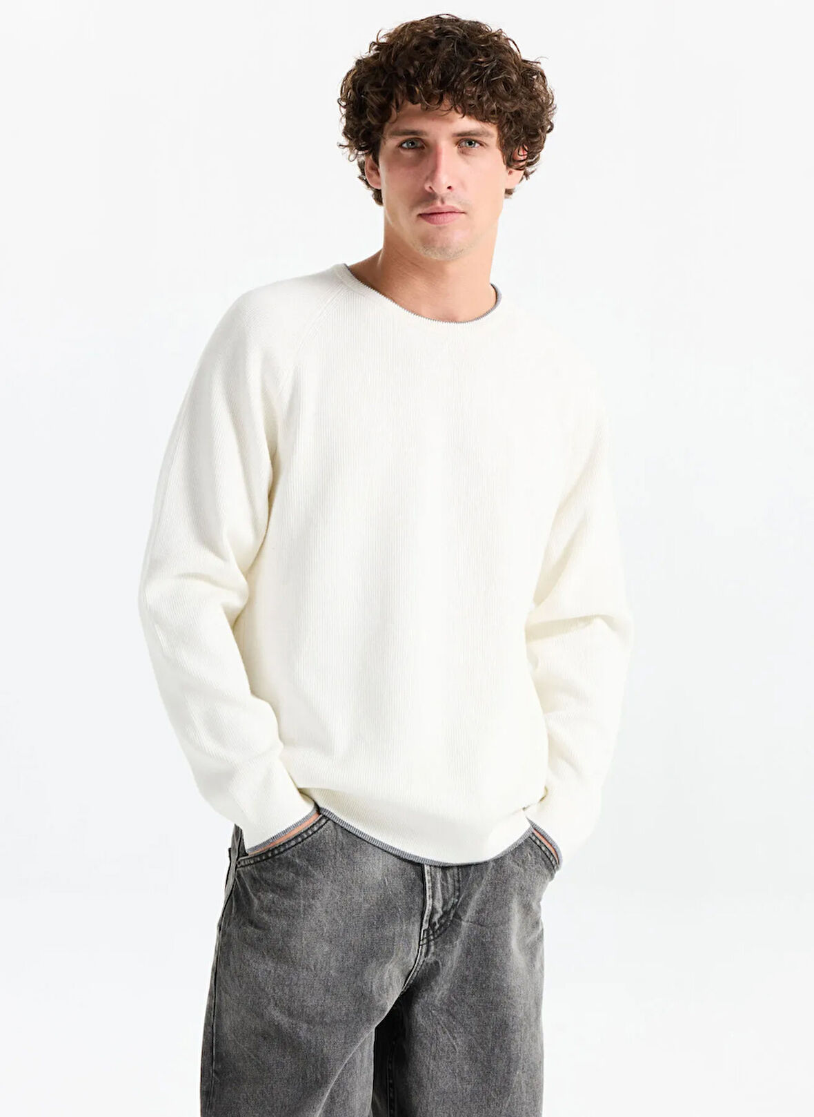 Gmg Fırenze Bisiklet Yaka Slim Fit Ekru Erkek Kazak GU25MFW04029