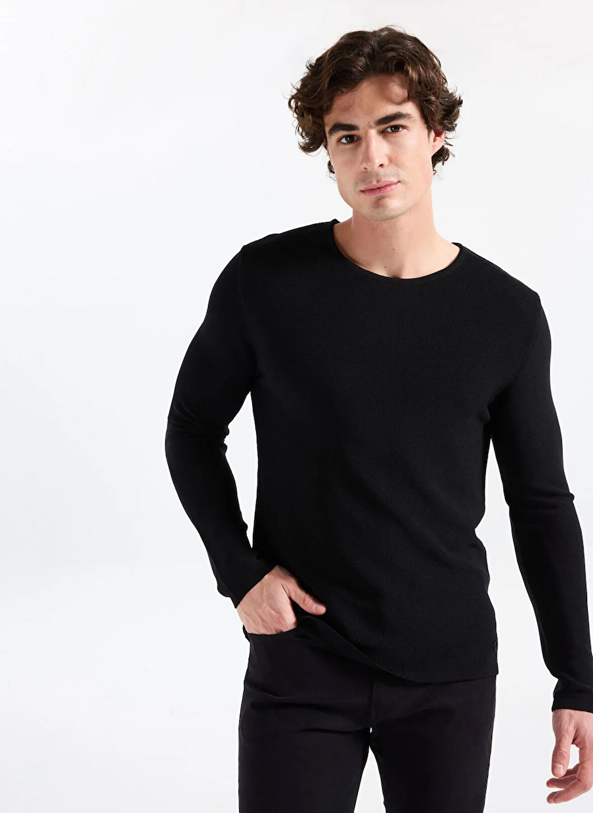 Gmg Fırenze Bisiklet Yaka Slim Fit Siyah Erkek Kazak GU25MFW04028