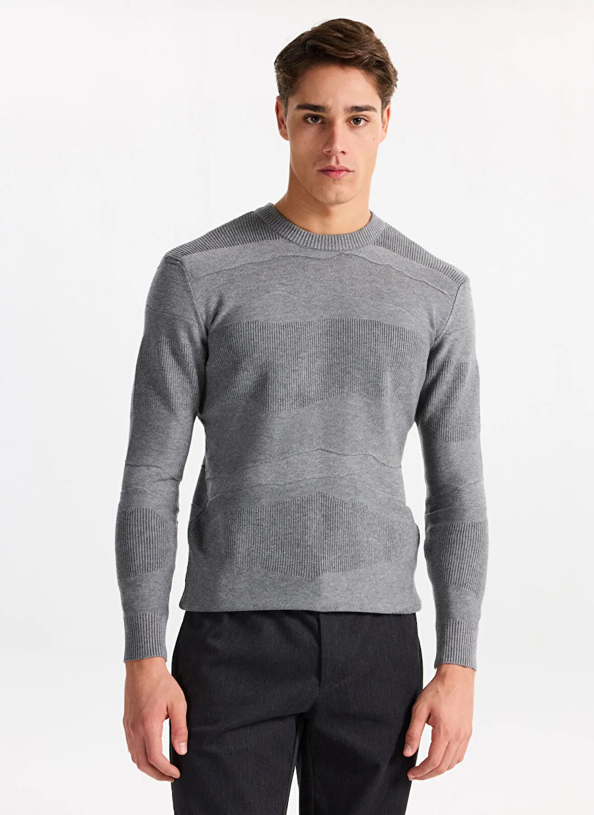 Gmg Fırenze Bisiklet Yaka Regular Fit Gri Erkek Kazak GU25MFW04021