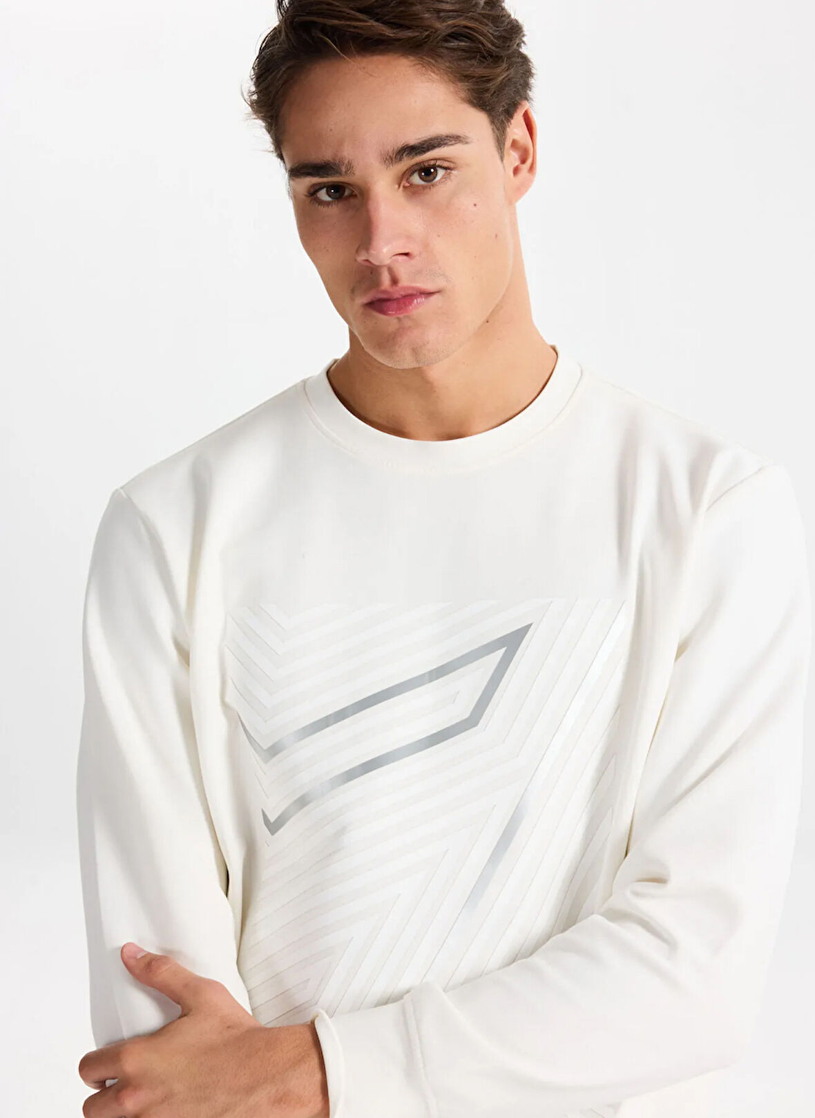 Gmg Fırenze Bisiklet Yaka Ekru Erkek Sweatshırt GU25MFW08031