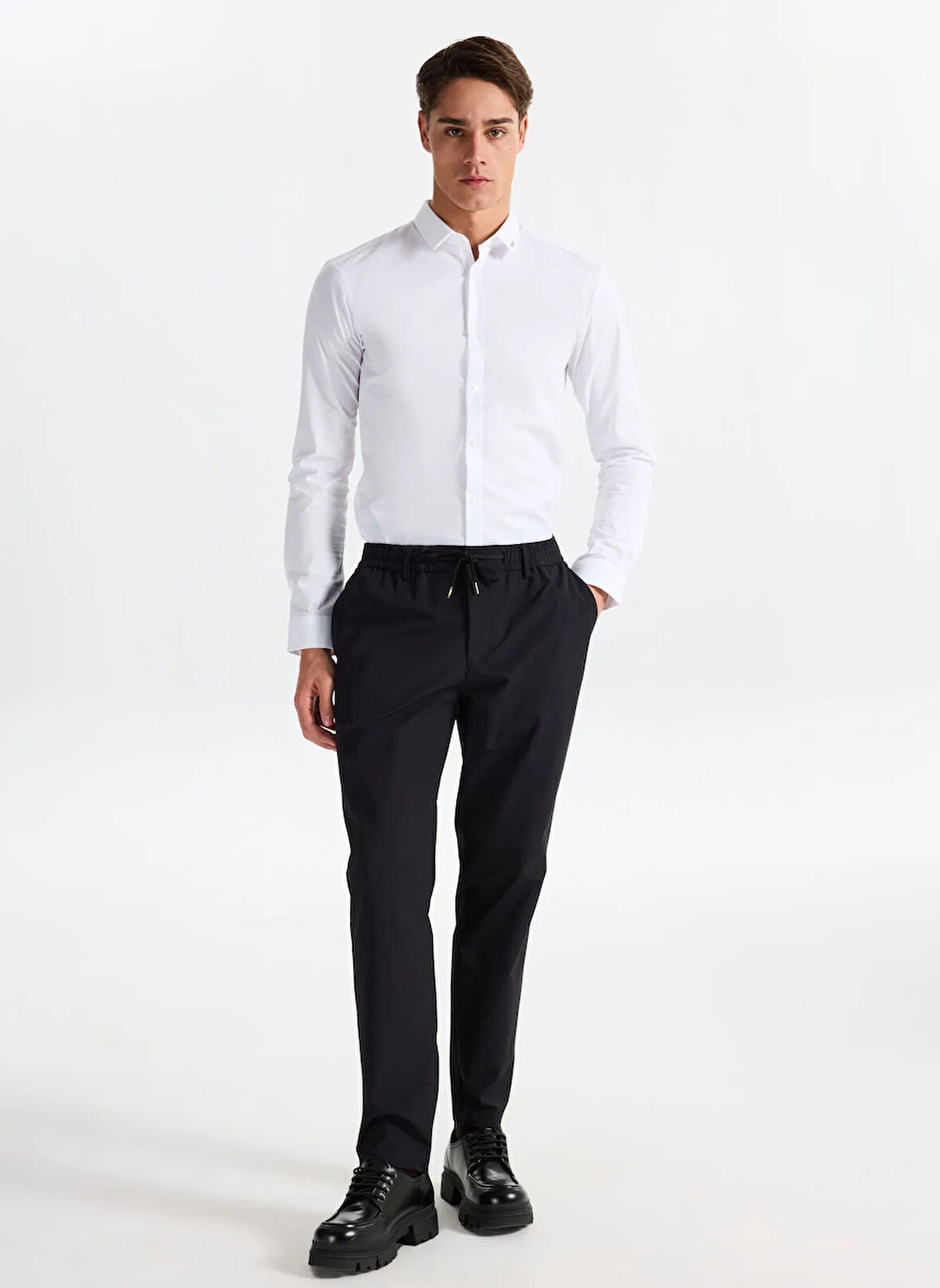 Gmg Fırenze Lastikli Bel Normal Paça Jogger Siyah Erkek Pantolon GU25MFW01021