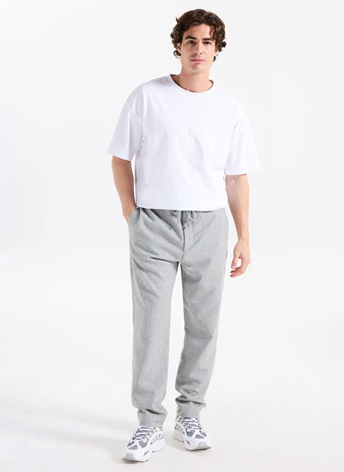 Gmg Fırenze Lastikli Bel Normal Paça Jogger Açık Gri Erkek Pantolon GU25MFW01031