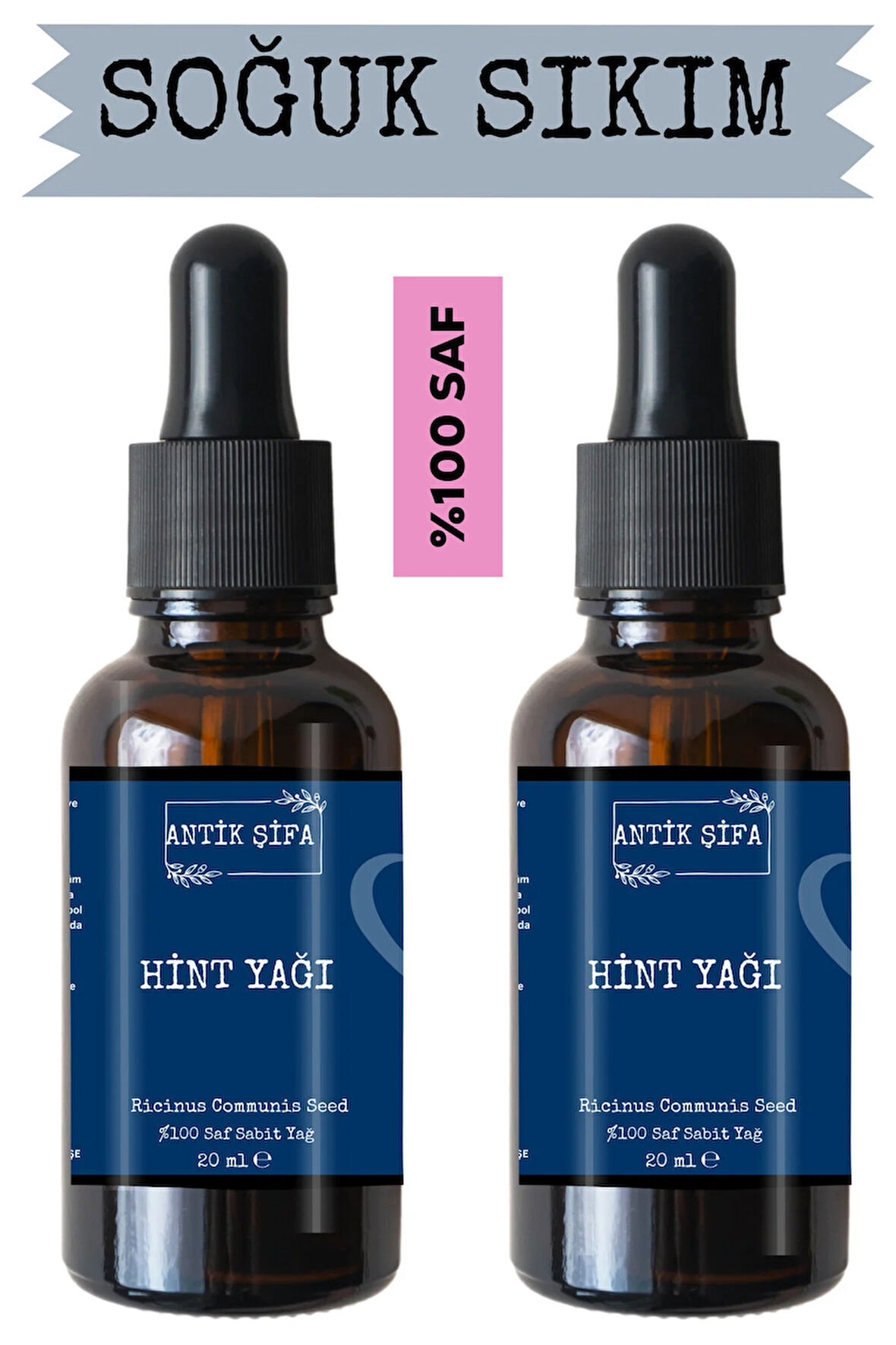 Hint Yağı (2X20ML)- %100 Seyreltilmemiş, Doğal Saf Soğuk Sıkım Hint Yağı