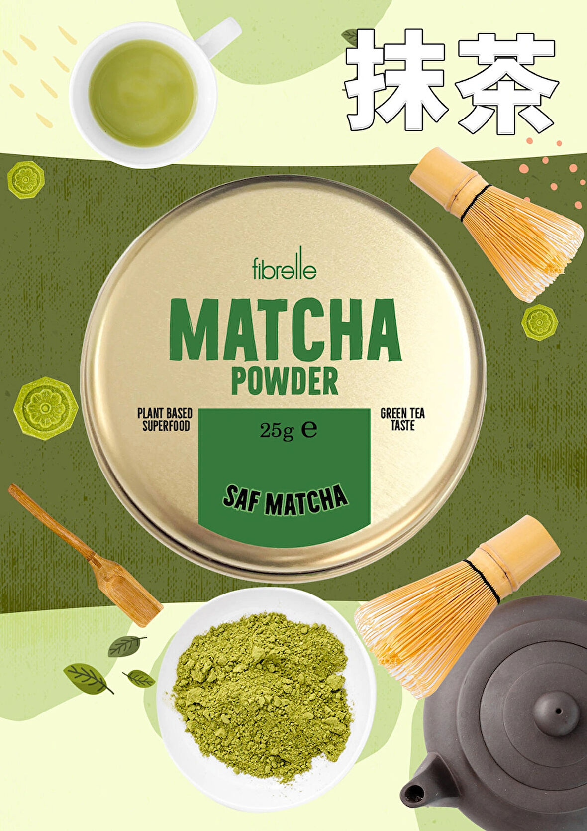 Fibrelle Matcha Saf 25 g ( Teneke Kutu )