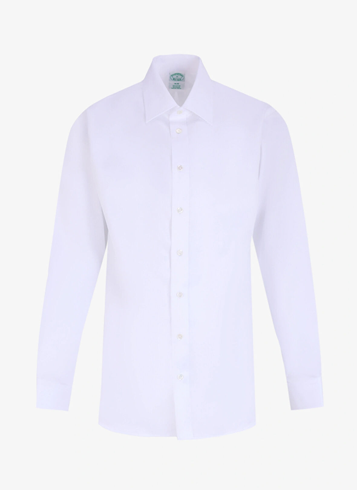Brooks Brothers Slim Fit Klasik Yaka Balıksırtı Desenli Beyaz Erkek Gömlek BBFW24MSH005