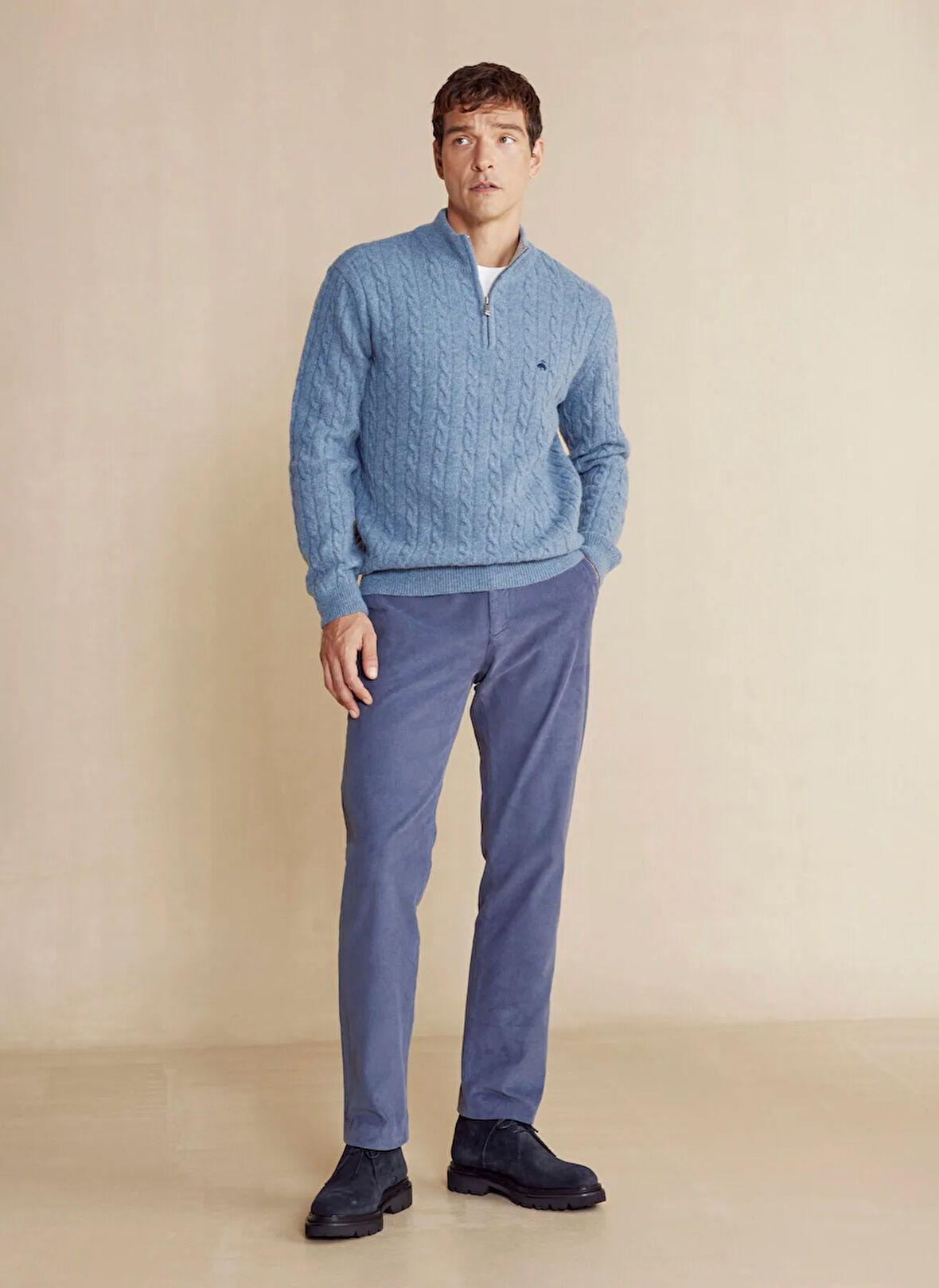 Brooks Brothers Normal Bel Normal Paça Standart Mavi Erkek Pantolon BBFW24MPT019