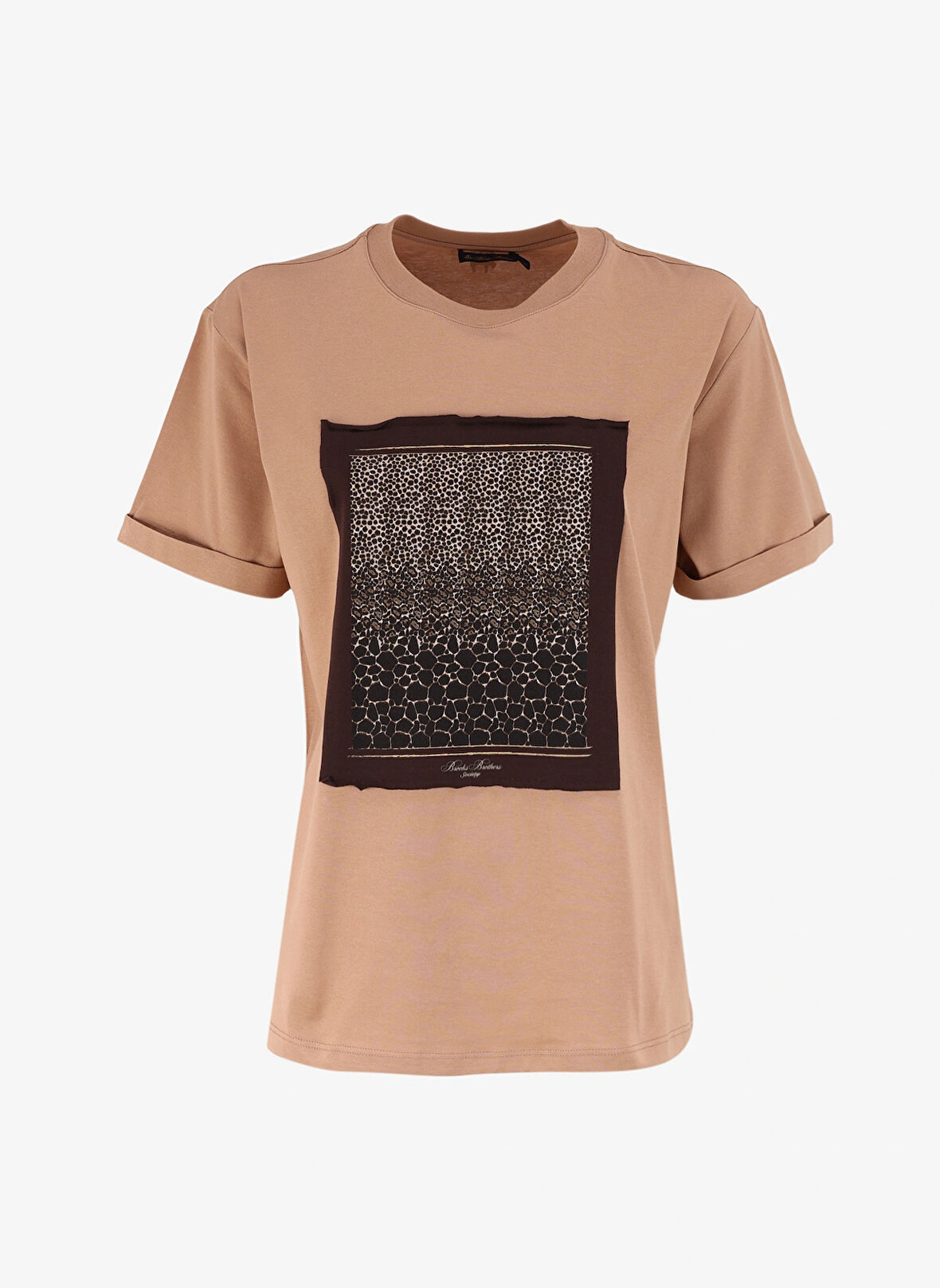 Brooks Brothers Bisiklet Yaka Deve Tüyü Kadın T-Shirt BBFW24FTS001