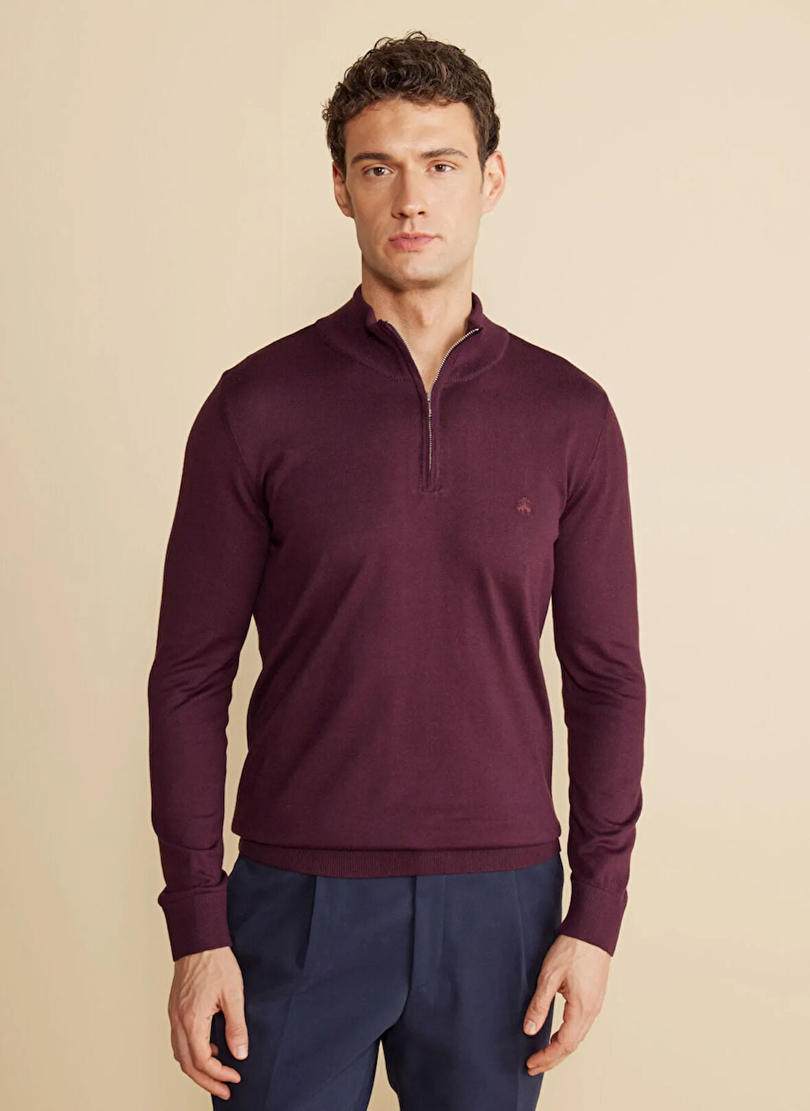 Brooks Brothers Bato Yaka Standart Bordo Erkek Kazak BBFW24MKL026