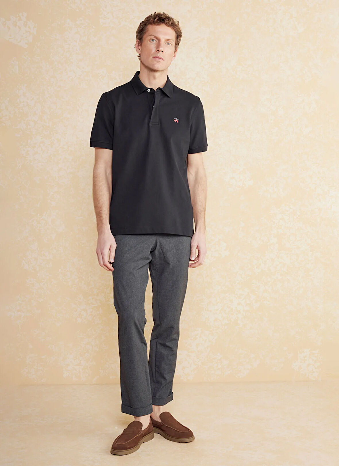 Brooks Brothers Polo Yaka Siyah Erkek T-Shirt BBSS25MTS010