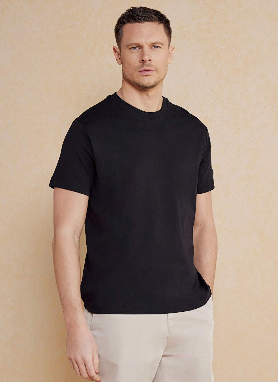 Brooks Brothers Bisiklet Yaka Siyah Erkek T-Shirt BBSS25MTS011