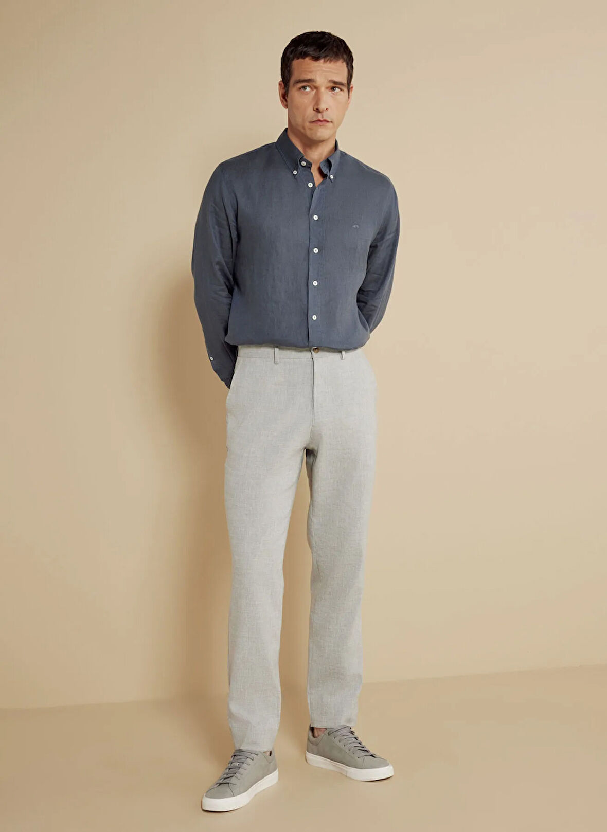 Brooks Brothers Normal Bel Düz Paça Standart Gri Erkek Pantolon BBSS25MPT014