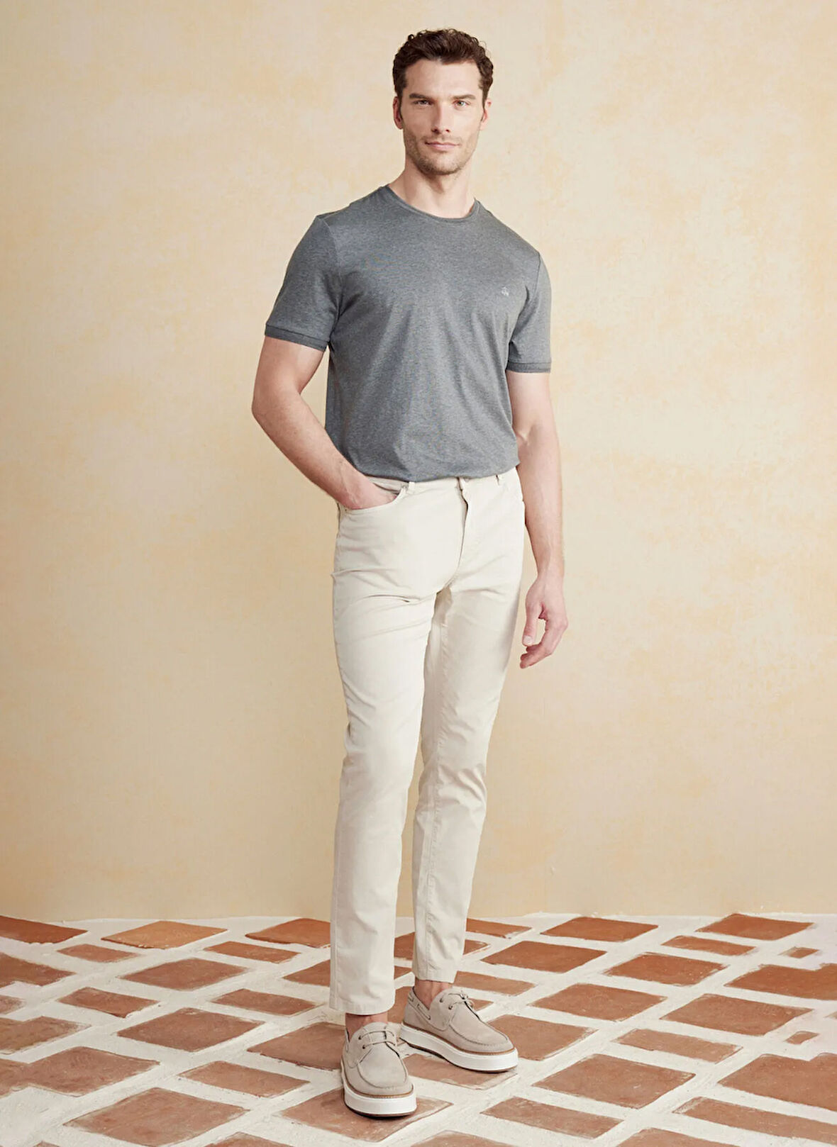 Brooks Brothers Normal Bel Düz Paça Standart Bej Erkek Pantolon BBSS25MPT005