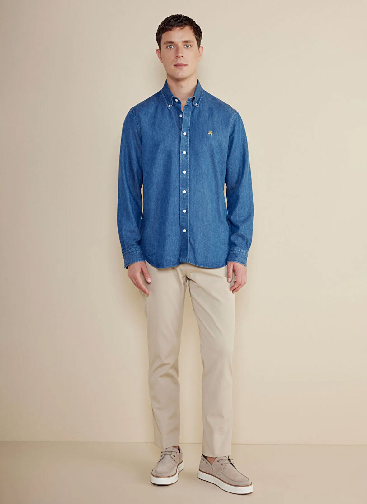 Brooks Brothers Normal Bel Düz Paça Standart Bej Erkek Pantolon BBSS25MPT009