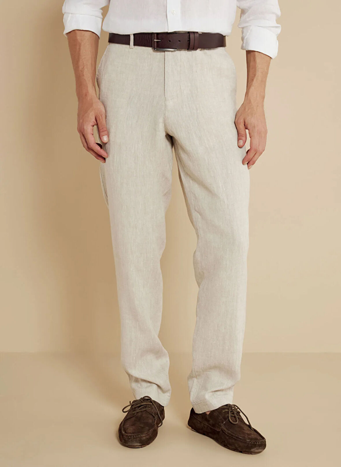Brooks Brothers Normal Bel Düz Paça Standart Bej Erkek Pantolon BBSS25MPT012