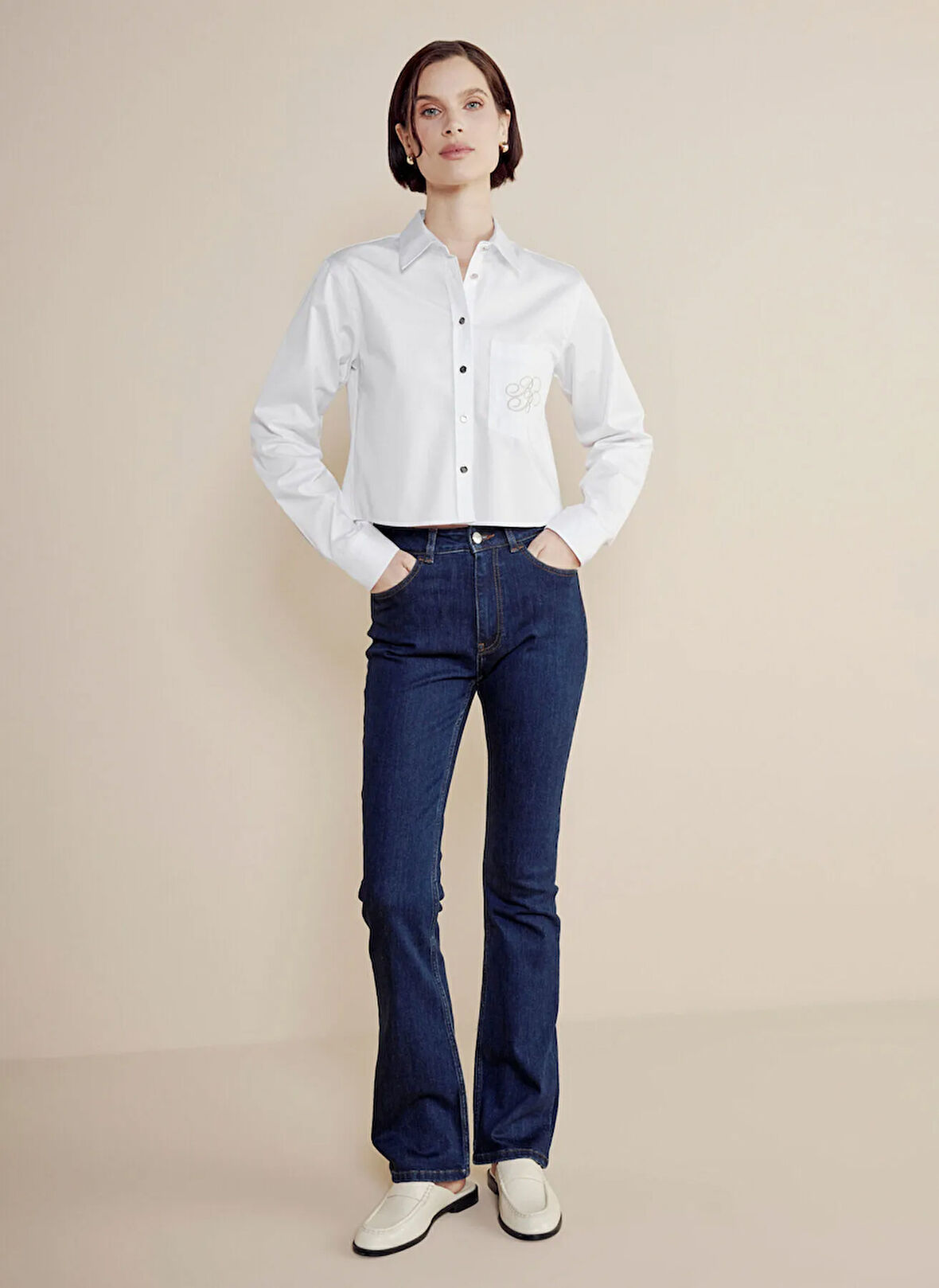 Brooks Brothers Standart Balıkçı Yaka Beyaz Kadın Gömlek BBSS25FSH009