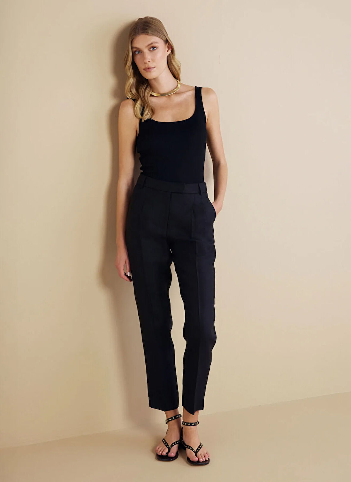 Brooks Brothers Normal Bel Standart Siyah Kadın Pantolon BBSS25FPT006