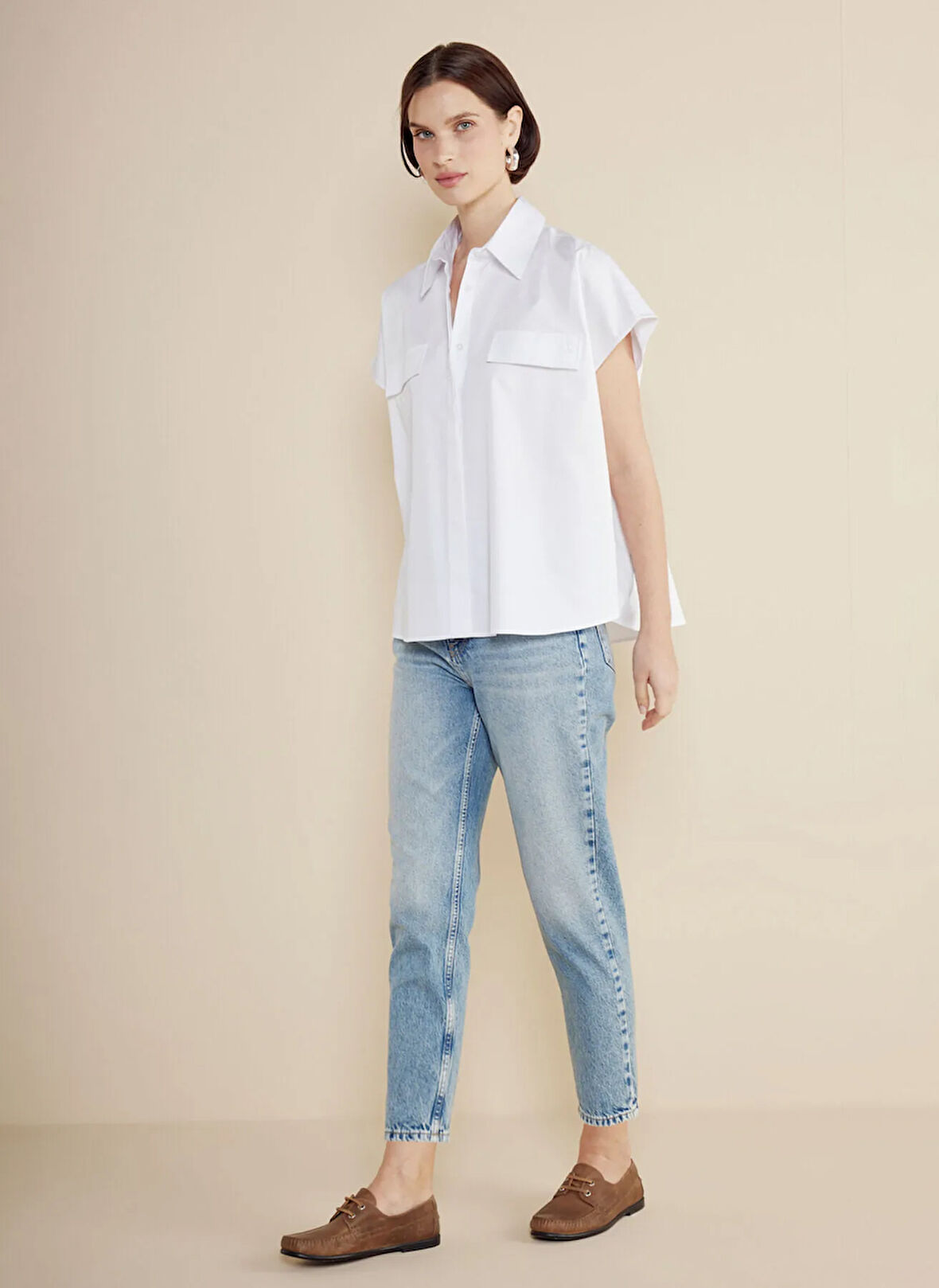 Brooks Brothers Yüksek Bel Düz Paça Mom Fit Mavi Kadın Denim Pantolon BBSS25FDP003