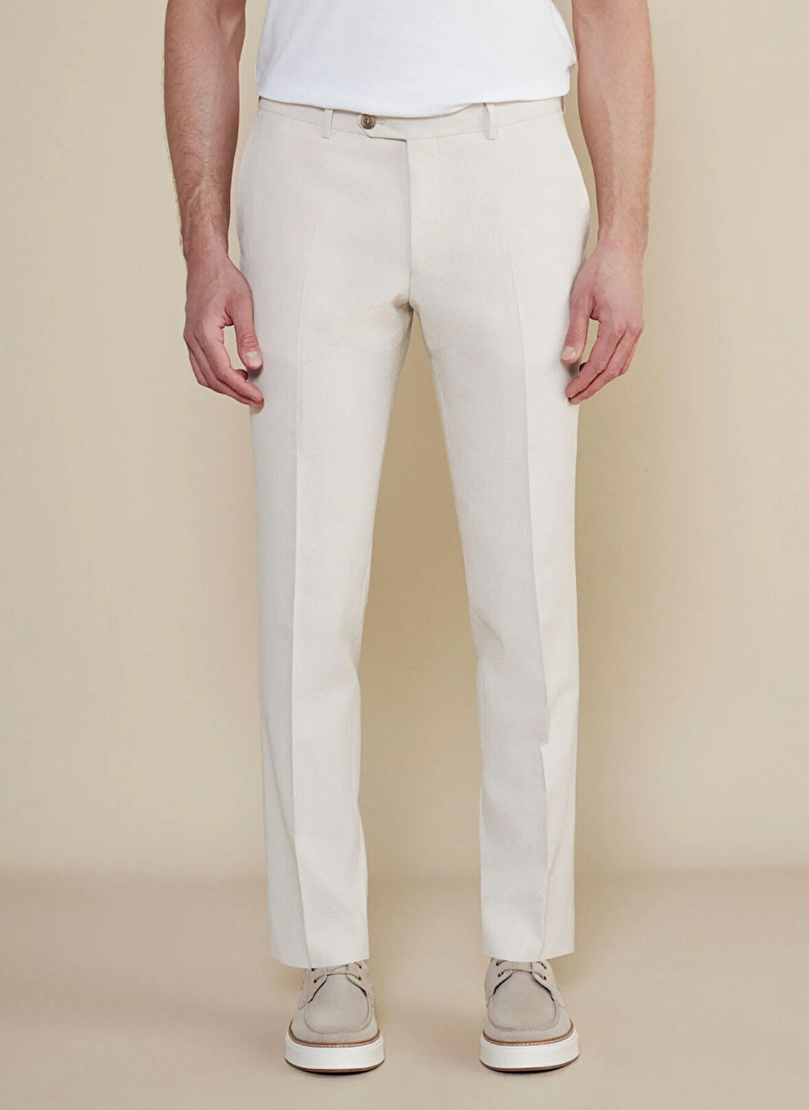 Brooks Brothers Normal Bel Düz Paça Standart Bej Erkek Pantolon BBSS25MPT017