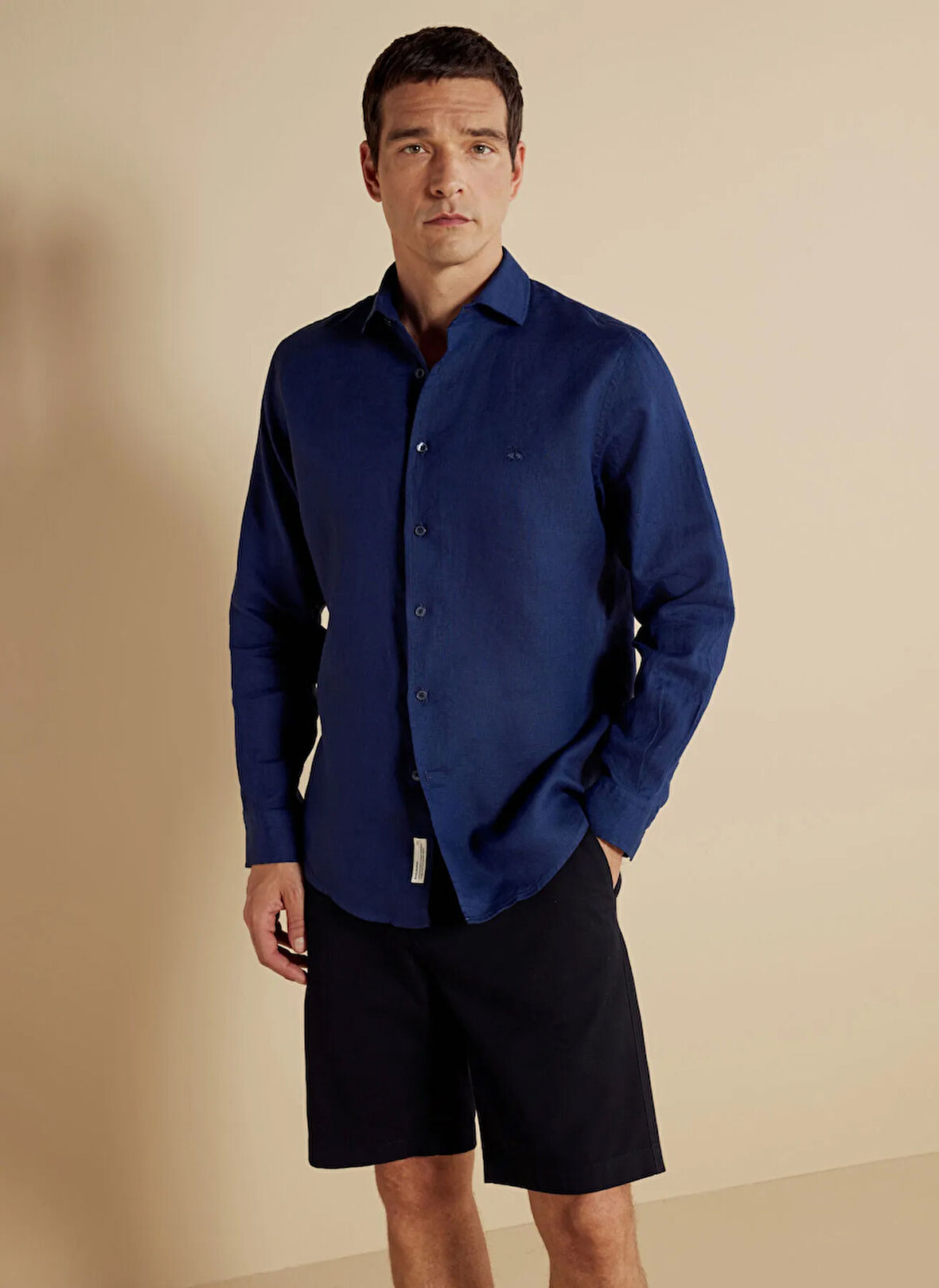 Brooks Brothers Regular Fit Klasik Yaka Lacivert Erkek Gömlek BBSS25MSH004