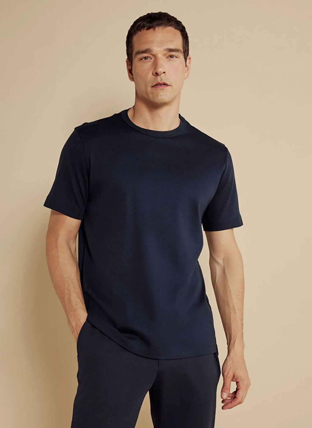 Brooks Brothers Bisiklet Yaka Lacivert Erkek T-Shirt BBSS25MTS025