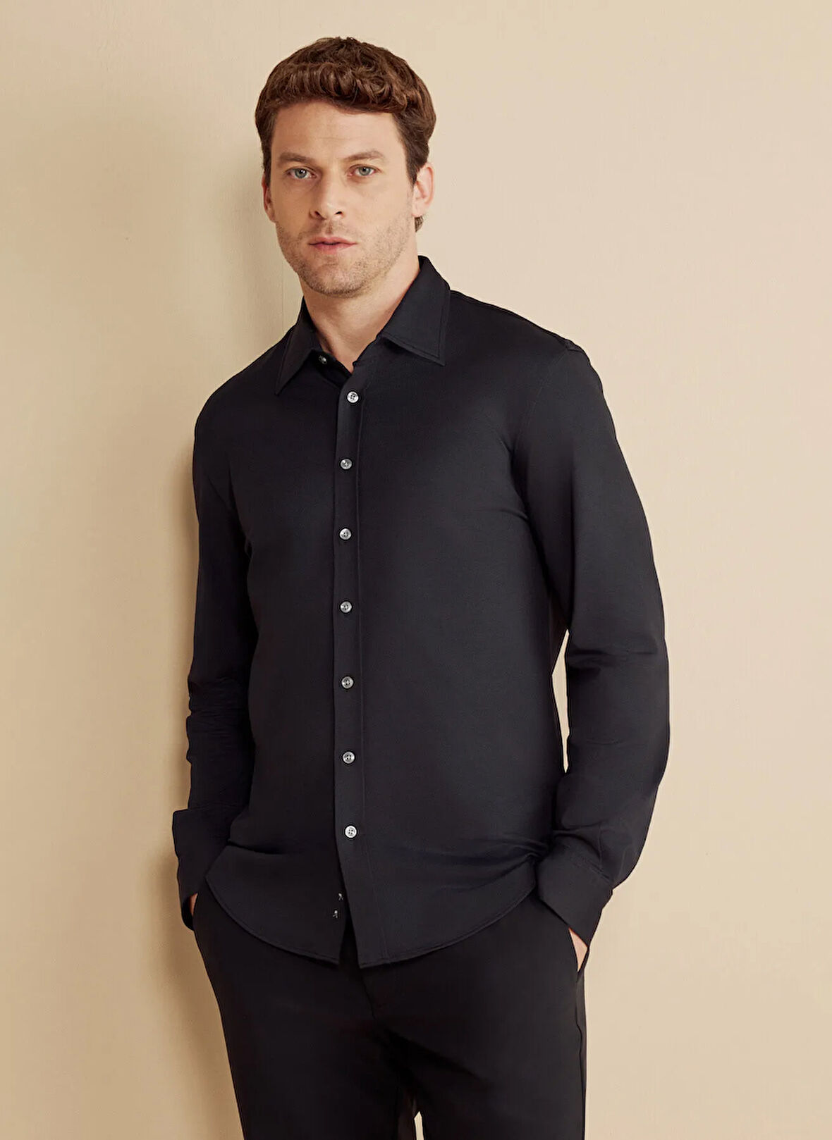 Brooks Brothers Slim Fit Klasik Yaka Siyah Erkek Gömlek BBFW25MSH001