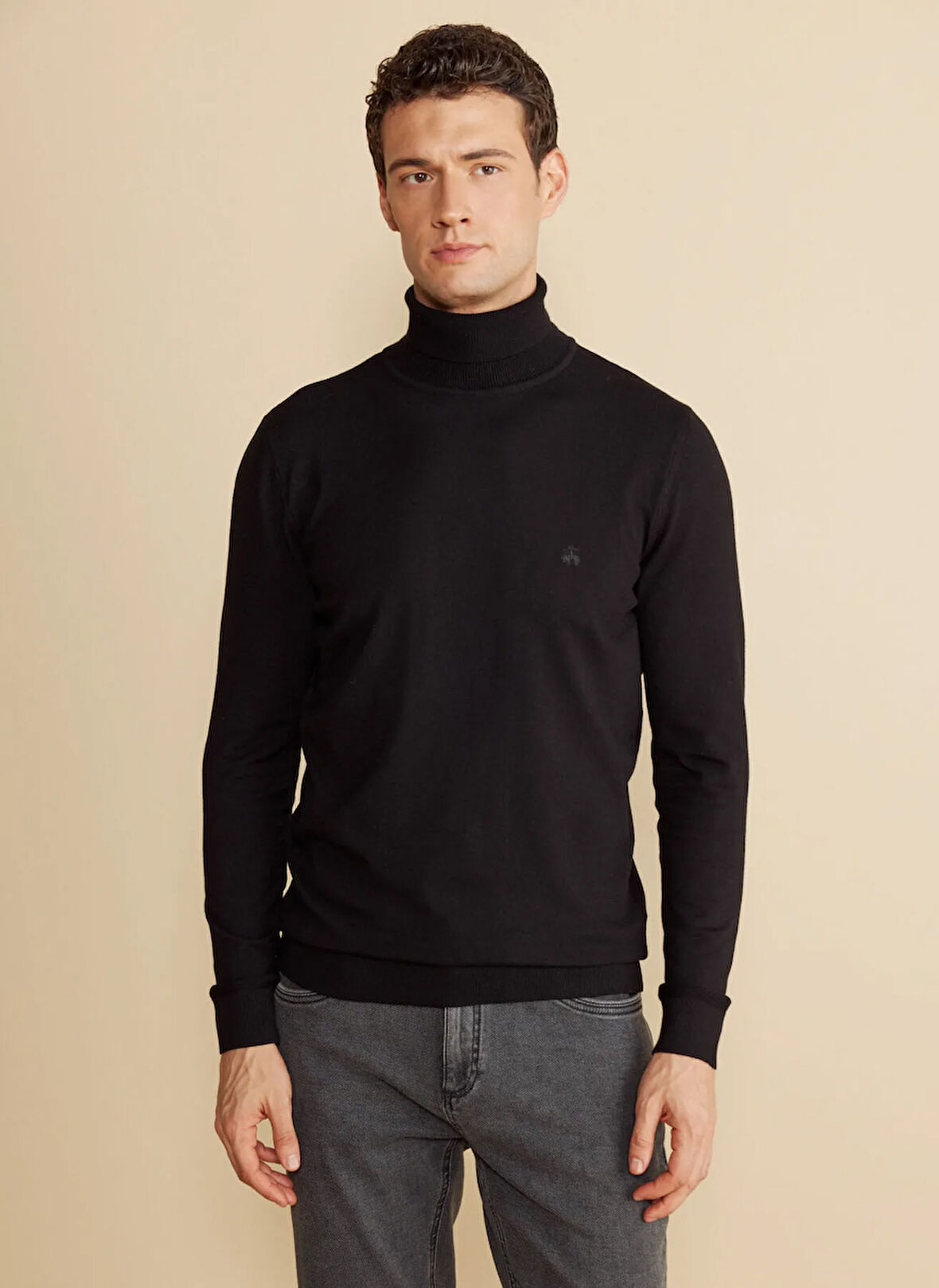 Brooks Brothers Standart Siyah Erkek Kazak BBFW25MKL008