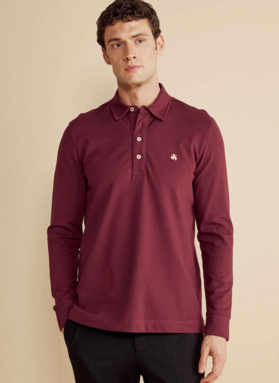 Brooks Brothers Polo Yaka Bordo Erkek T-Shirt BBFW25MTS006