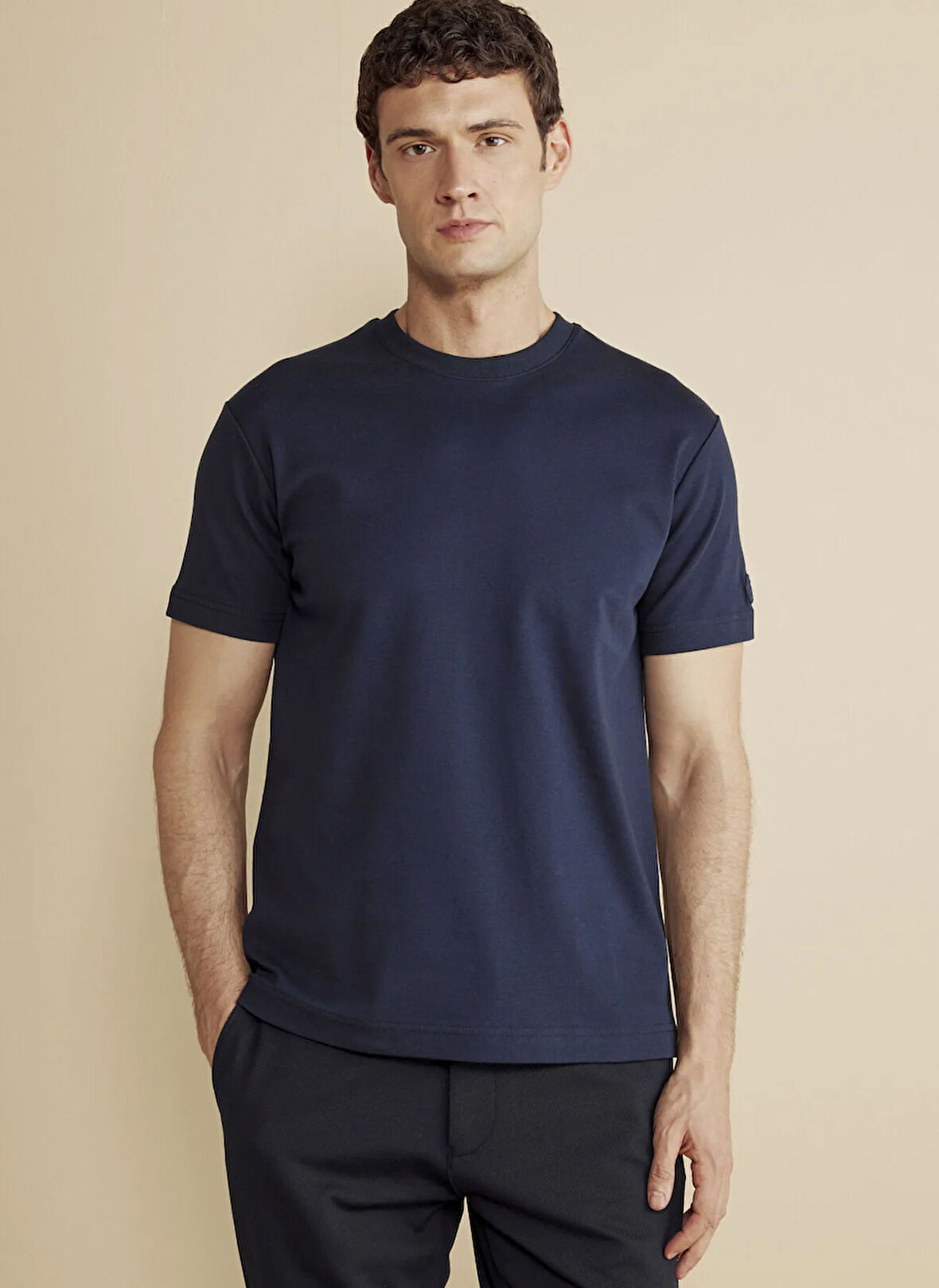 Brooks Brothers Bisiklet Yaka Lacivert Erkek T-Shirt BBFW25MTS004