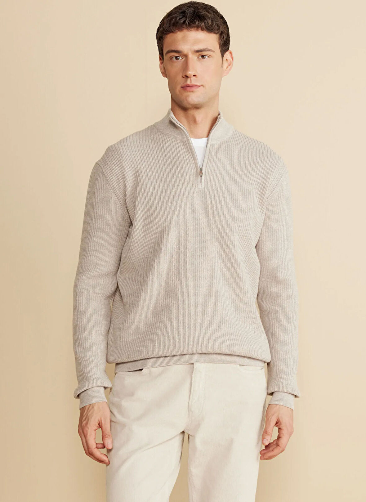 Brooks Brothers Bato Yaka Standart Bej Erkek Kazak BBFW25MKL032