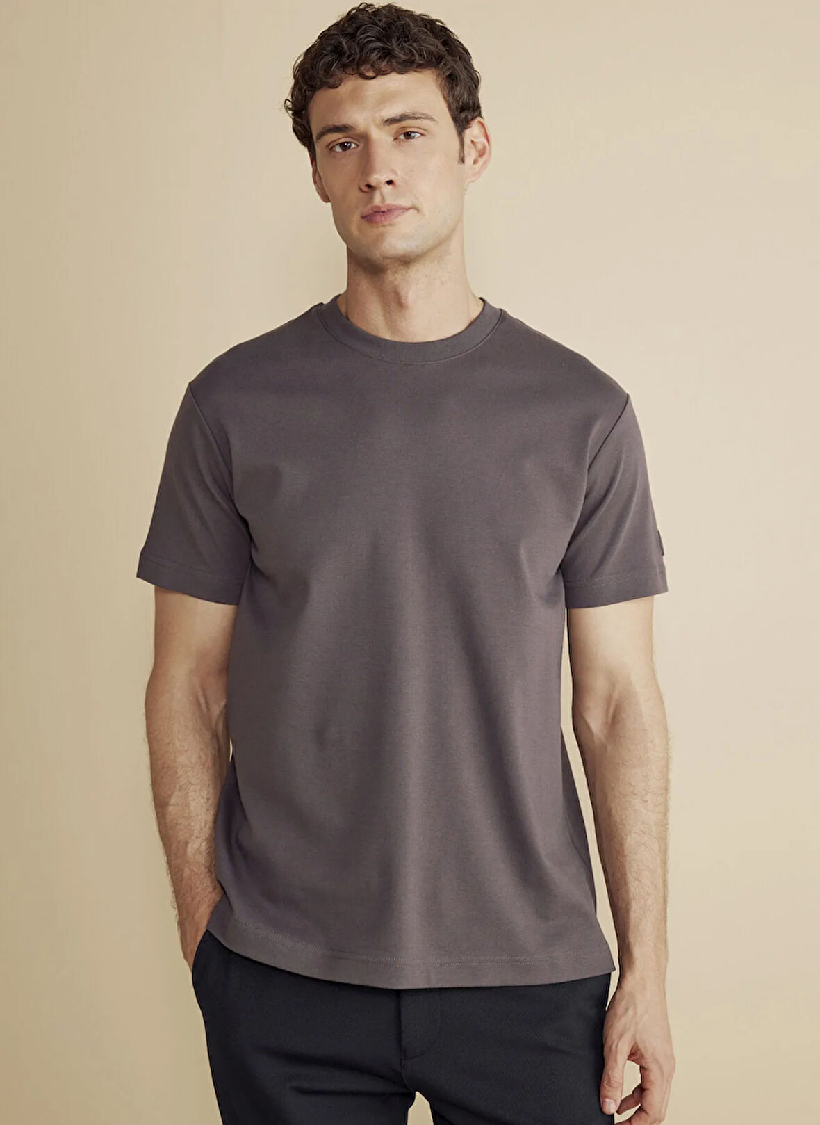 Brooks Brothers Bisiklet Yaka Mürdüm Erkek T-Shirt BBFW25MTS004