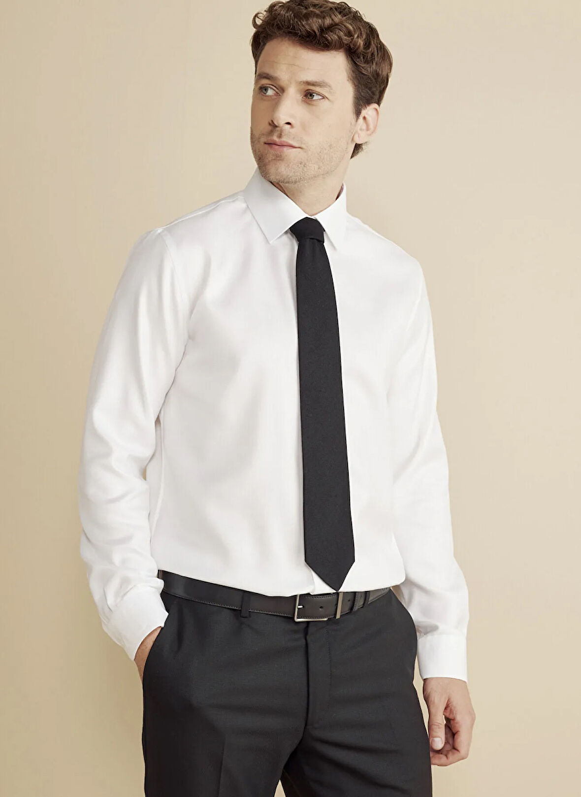 Brooks Brothers Slim Fit Klasik Yaka Beyaz Erkek Gömlek BBFW25MSH026