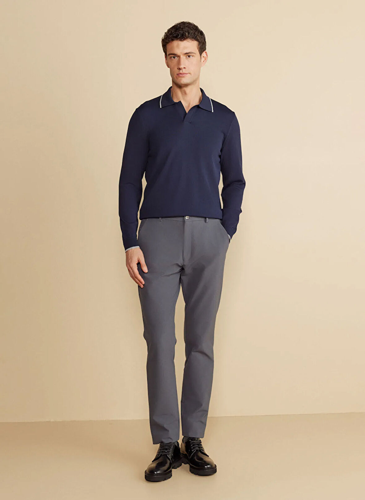 Brooks Brothers Normal Bel Düz Paça Standart Antrasit Erkek Pantolon BBFW25MPT008