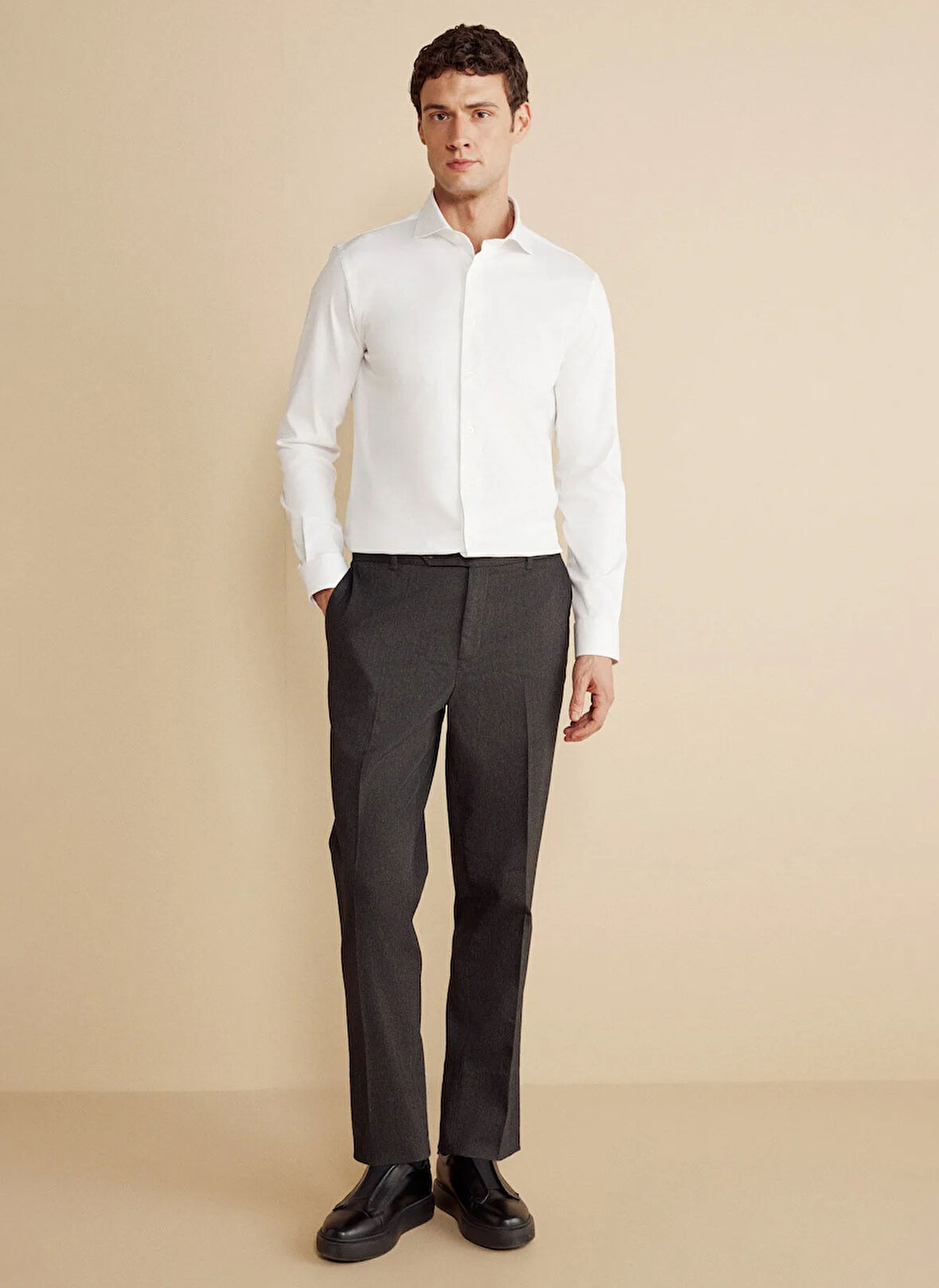 Brooks Brothers Normal Bel Düz Paça Standart Antrasit Erkek Pantolon BBFW25MPT021