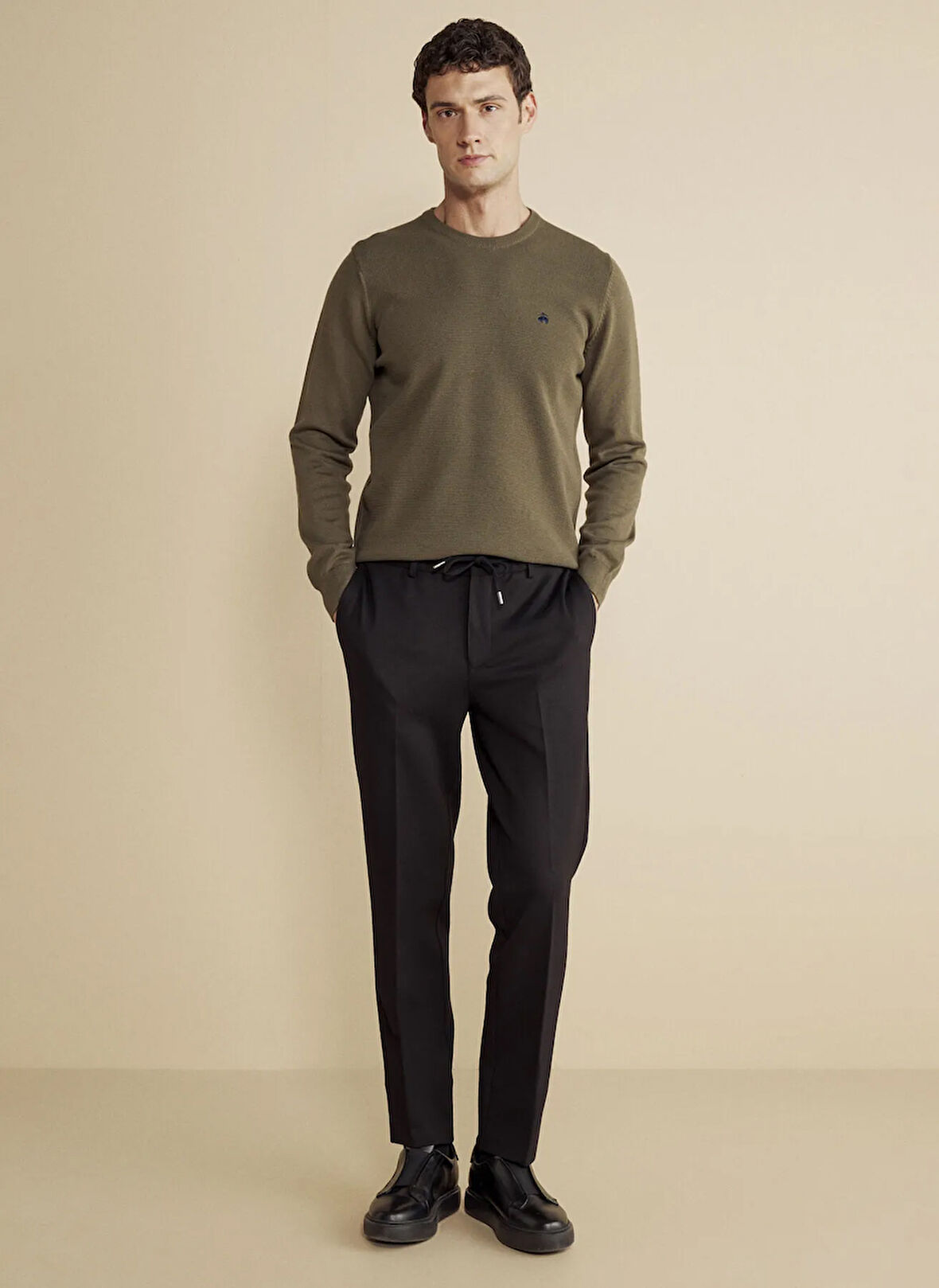 Brooks Brothers Normal Bel Düz Paça Standart Siyah Erkek Pantolon BBFW25MPT011