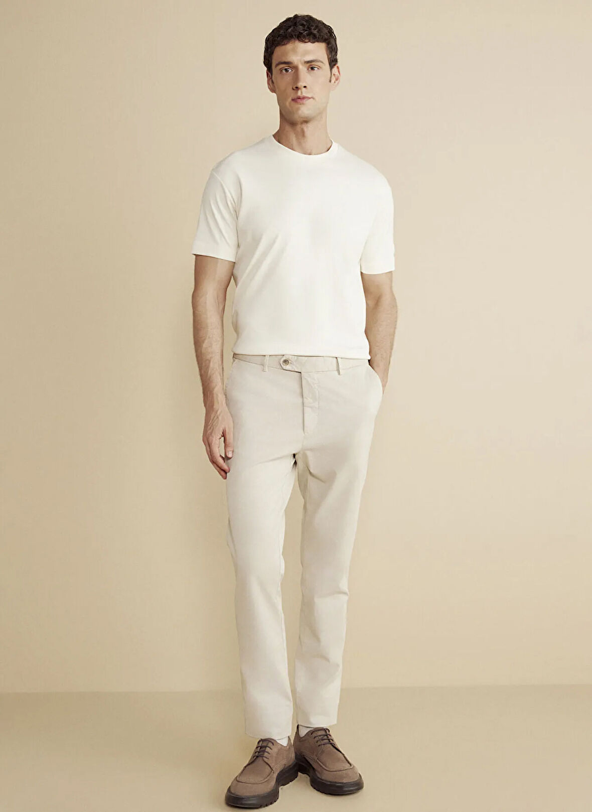 Brooks Brothers Normal Bel Düz Paça Standart Bej Erkek Pantolon BBFW25MPT015