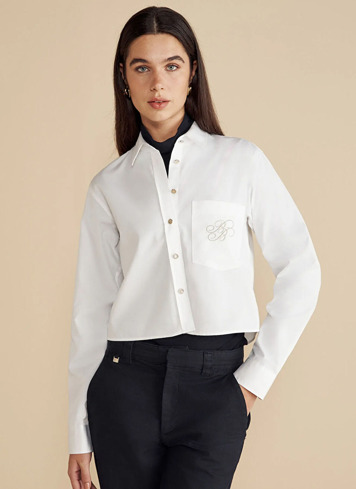 Brooks Brothers Regular Fit Gömlek Yaka Beyaz Kadın Gömlek BBFW25FSH014