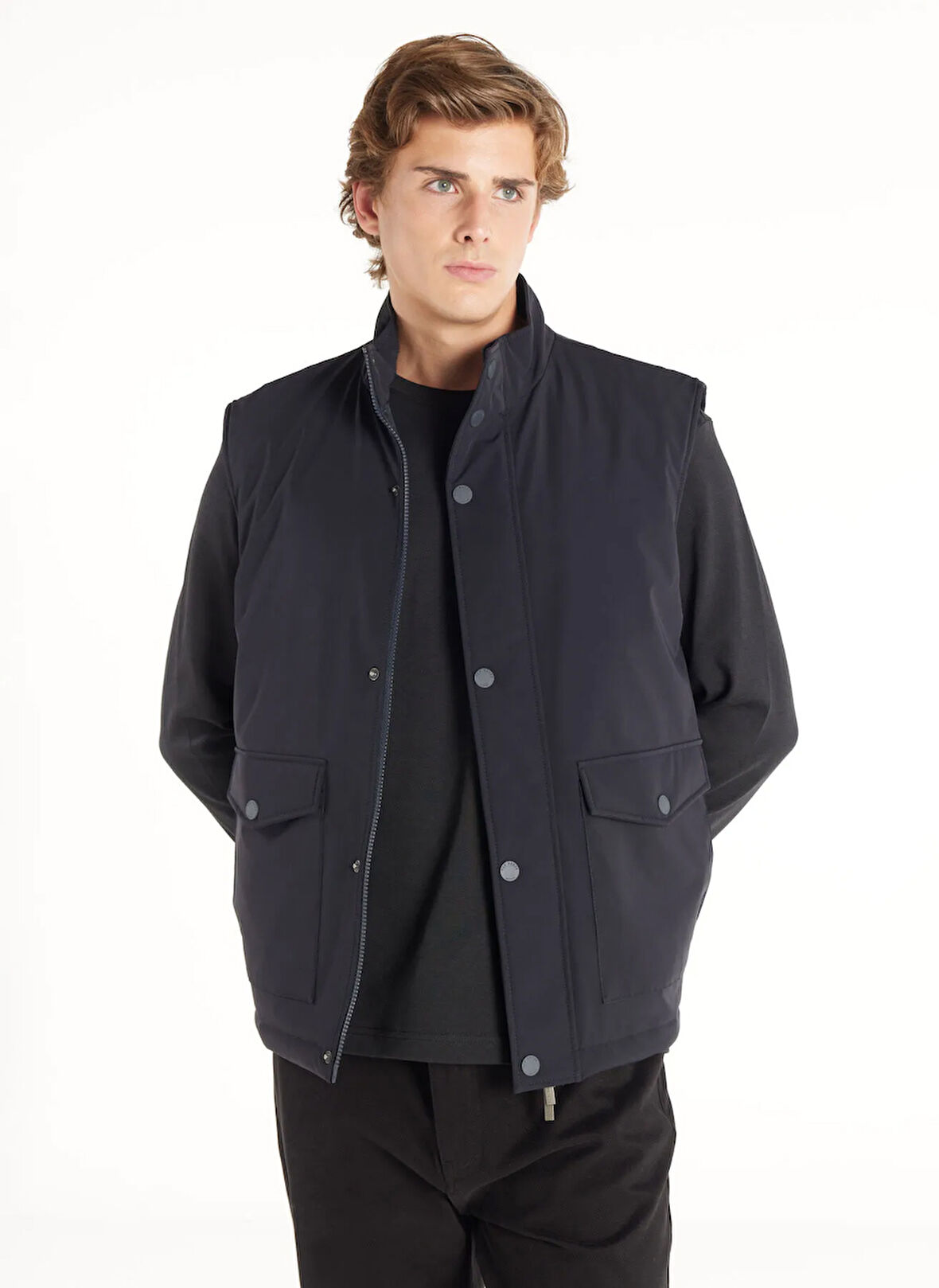 Ted Baker Düz Lacivert Erkek Yelek TBMROW1068