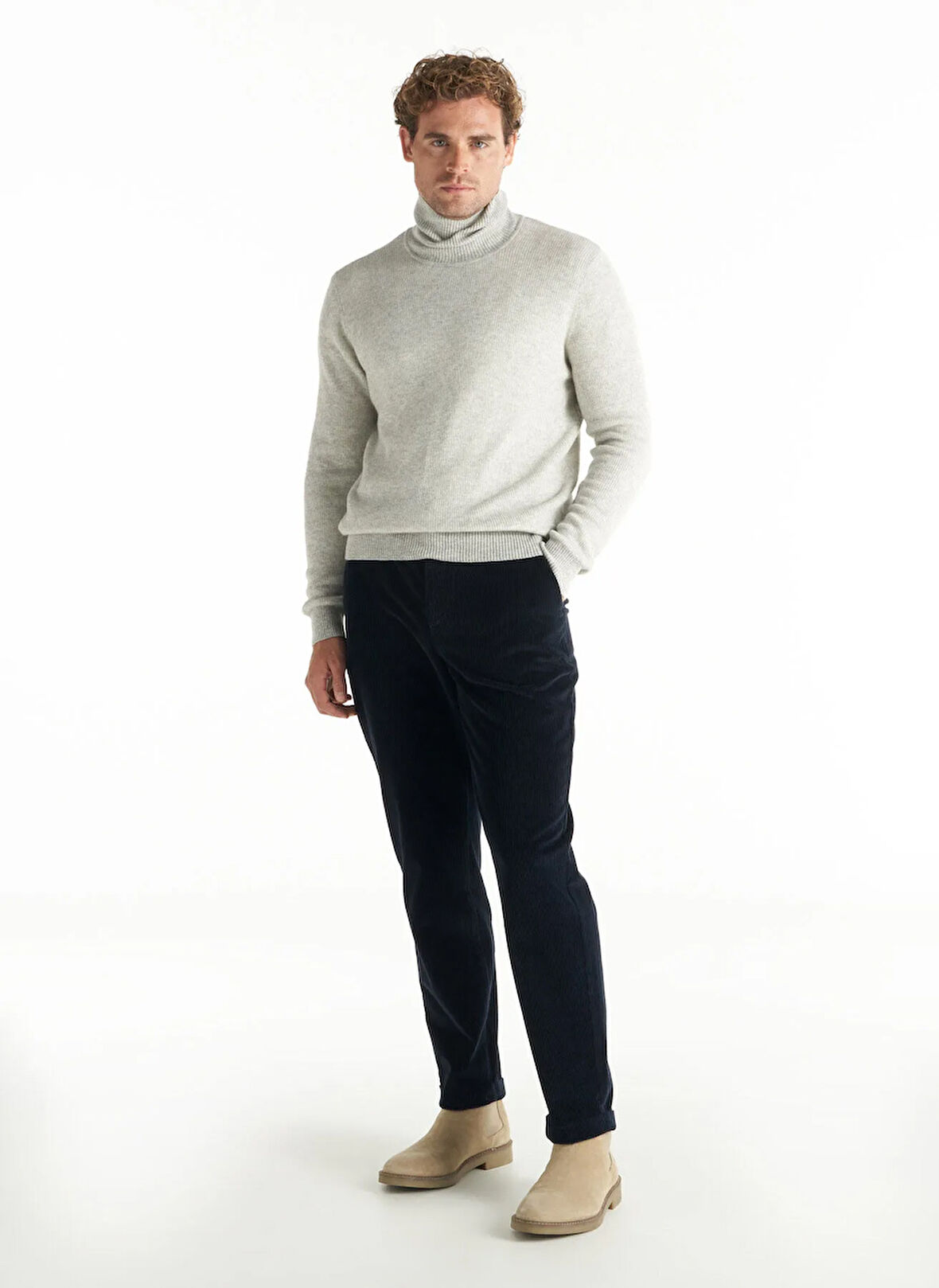 Ted Baker Bağlamalı Bel Duble Paça Tapered Fit Lacivert Erkek Pantolon TBMRTR1027