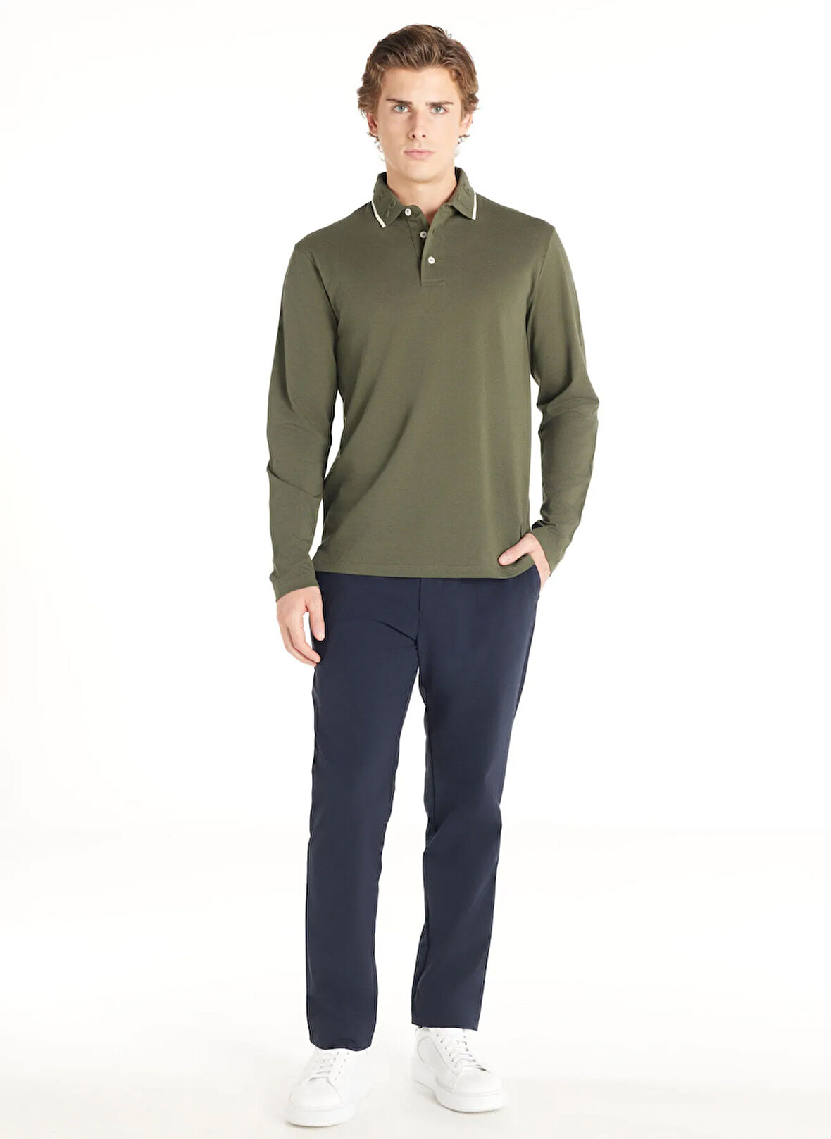 Ted Baker Bağlamalı Bel Normal Paça Tapered Fit Lacivert Erkek Pantolon TBMRTR1031