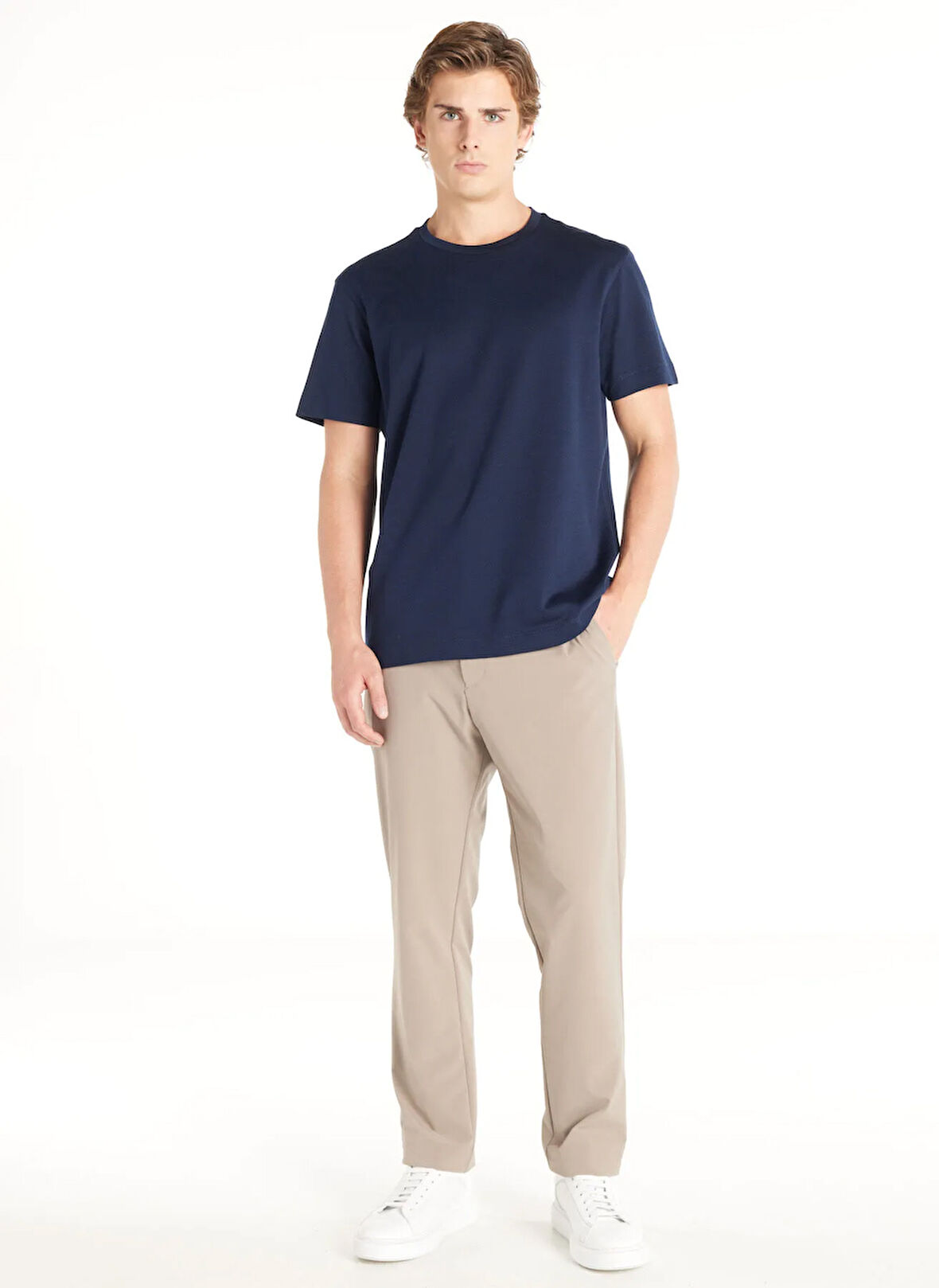 Ted Baker Bağlamalı Bel Normal Paça Tapered Fit Bej Erkek Pantolon TBMRTR1031