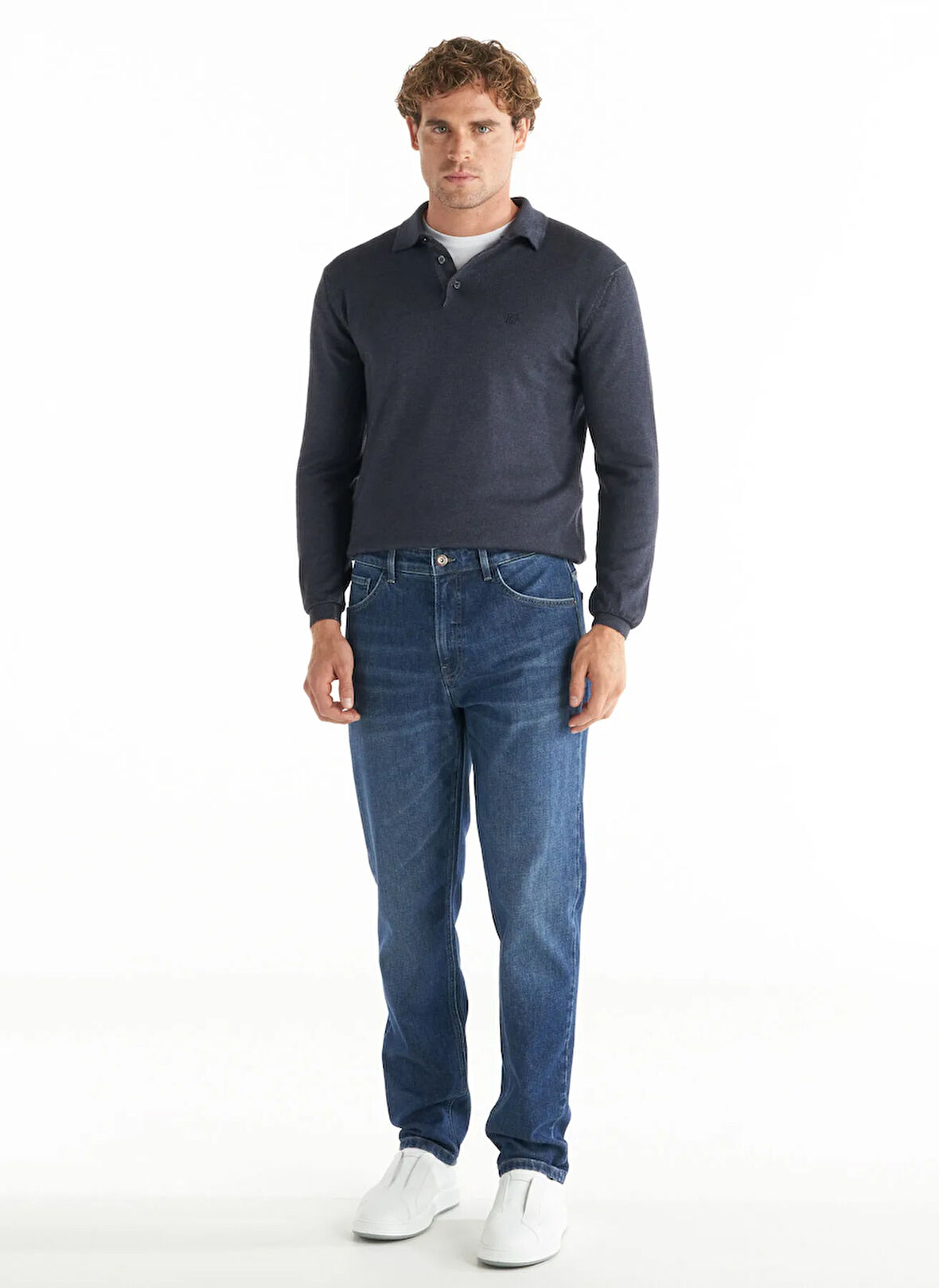 Ted Baker Normal Bel Slim Tapered Paça Tapered Fit Koyu Mavi Erkek Pantolon TBMRDN1020