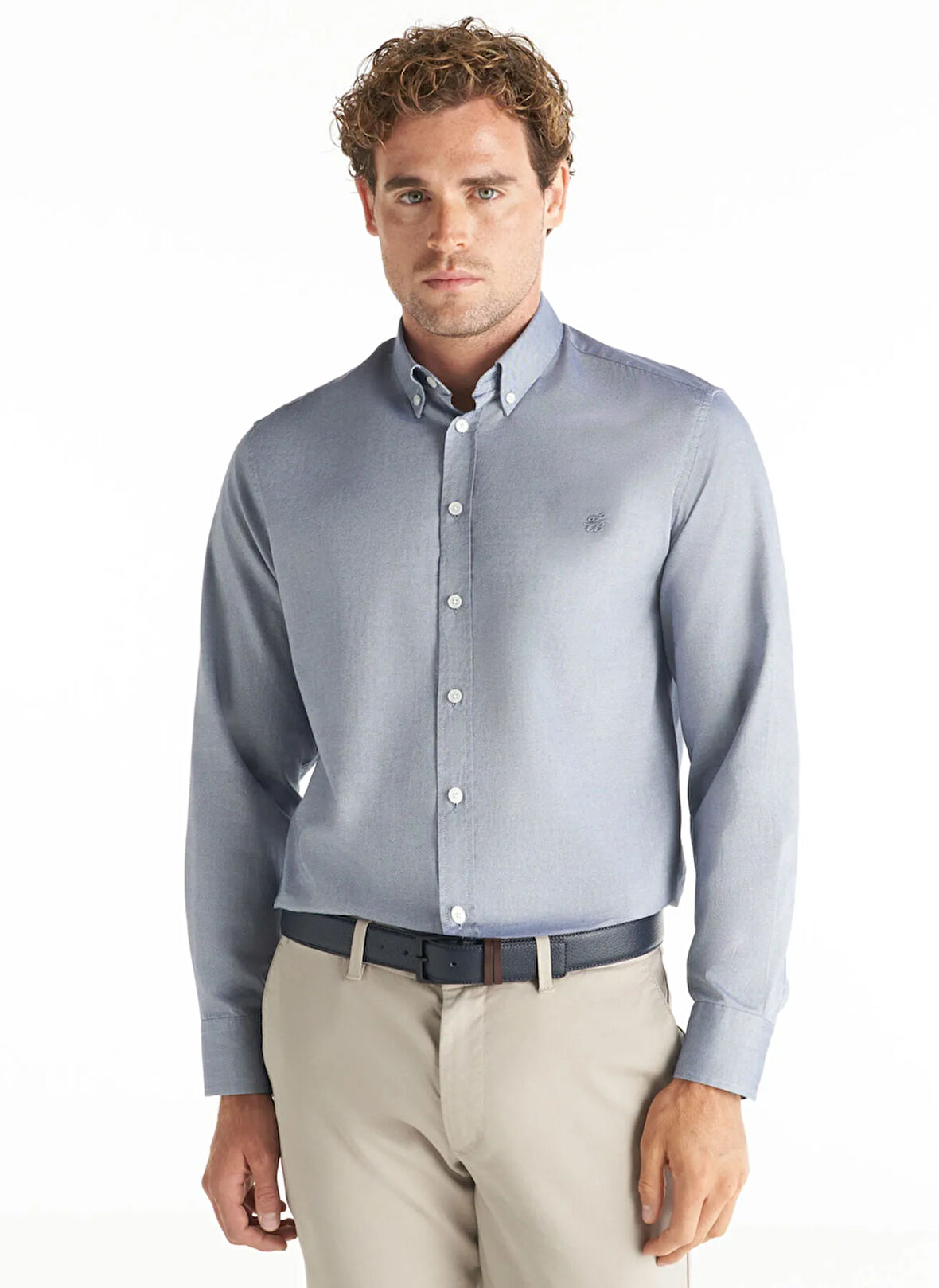 Ted Baker Comfort Fit Düğmeli Yaka Oxford Koyu Mavi Erkek Gömlek TBMRSH1010