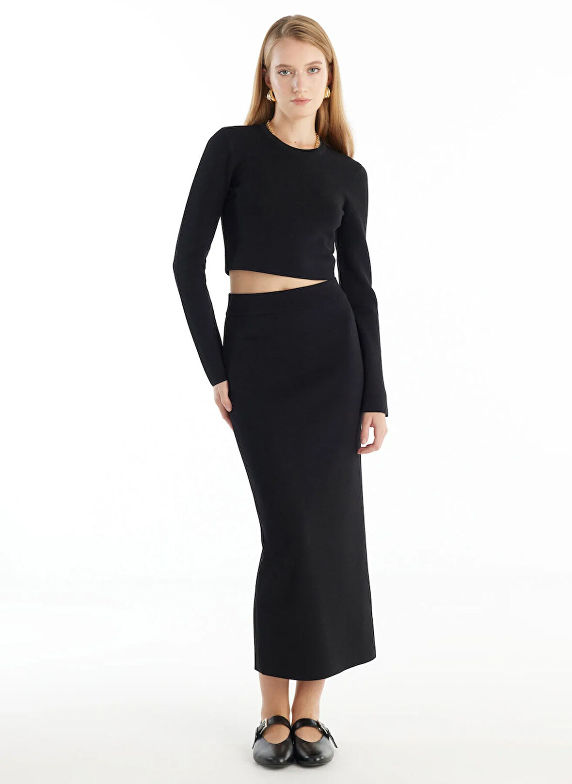 Ted Baker Standart Bel Siyah Kadın Düz Midi Etek TBWRKW1046