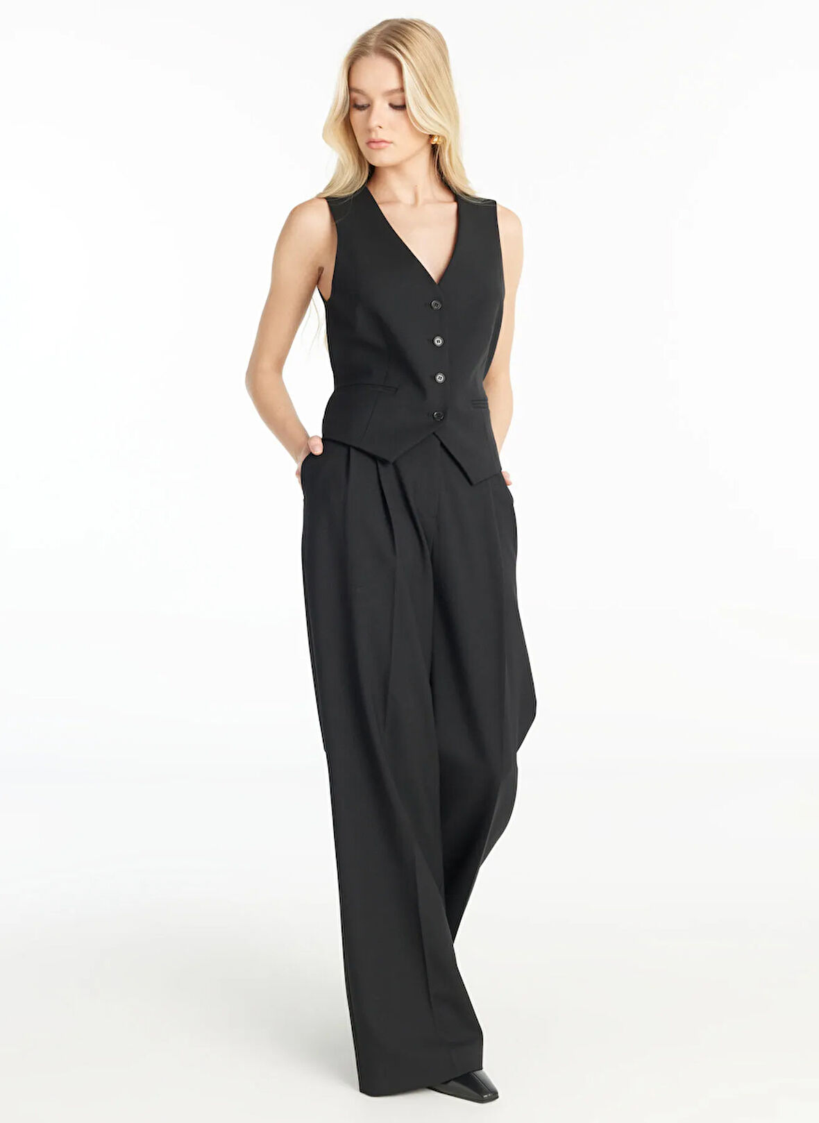 Ted Baker Normal Bel Düz Siyah Kadın Pantolon TBWRTR1001-6