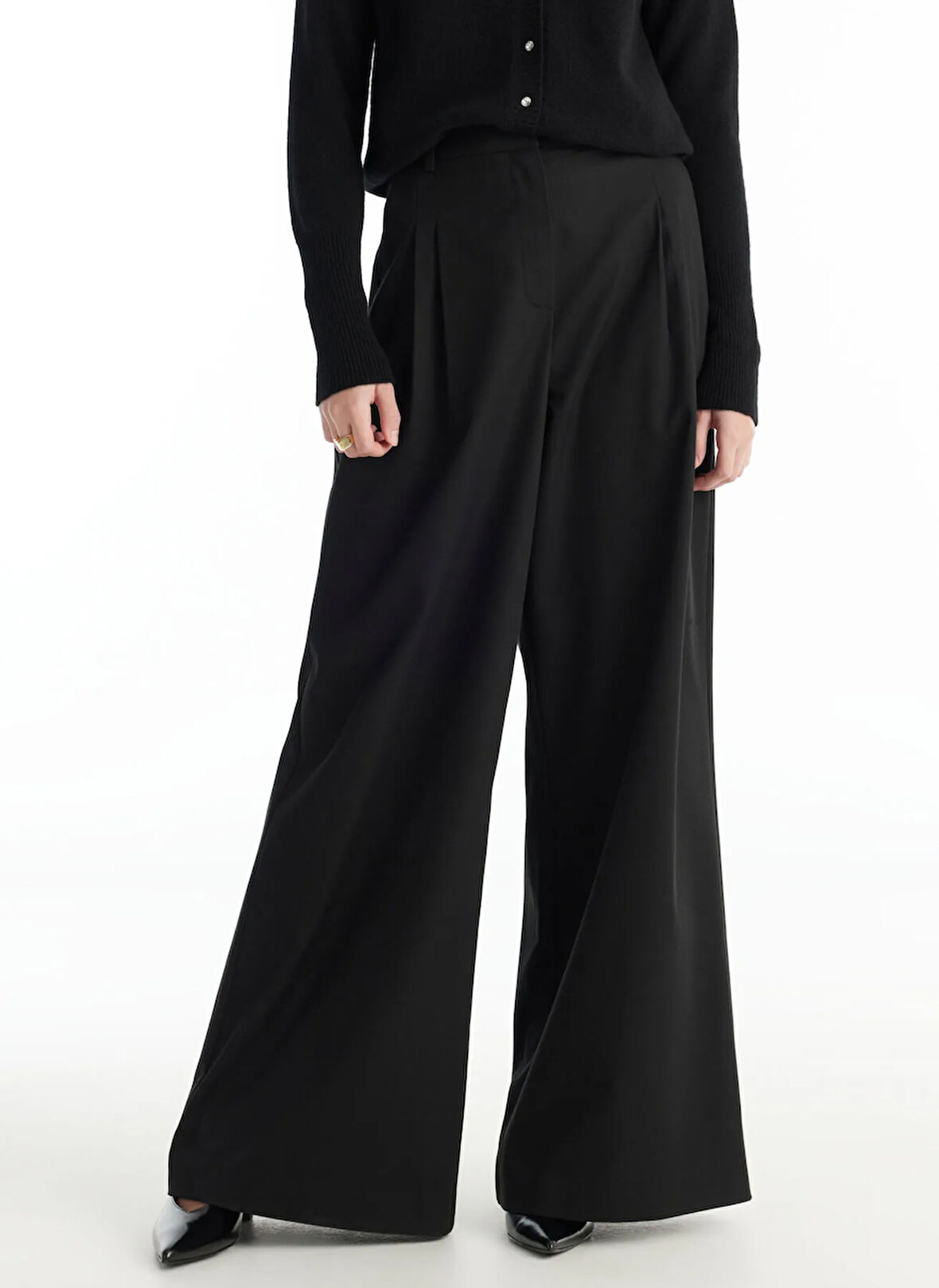 Ted Baker Yüksek Bel Standart Siyah Kadın Pantolon TBWRTR1019X