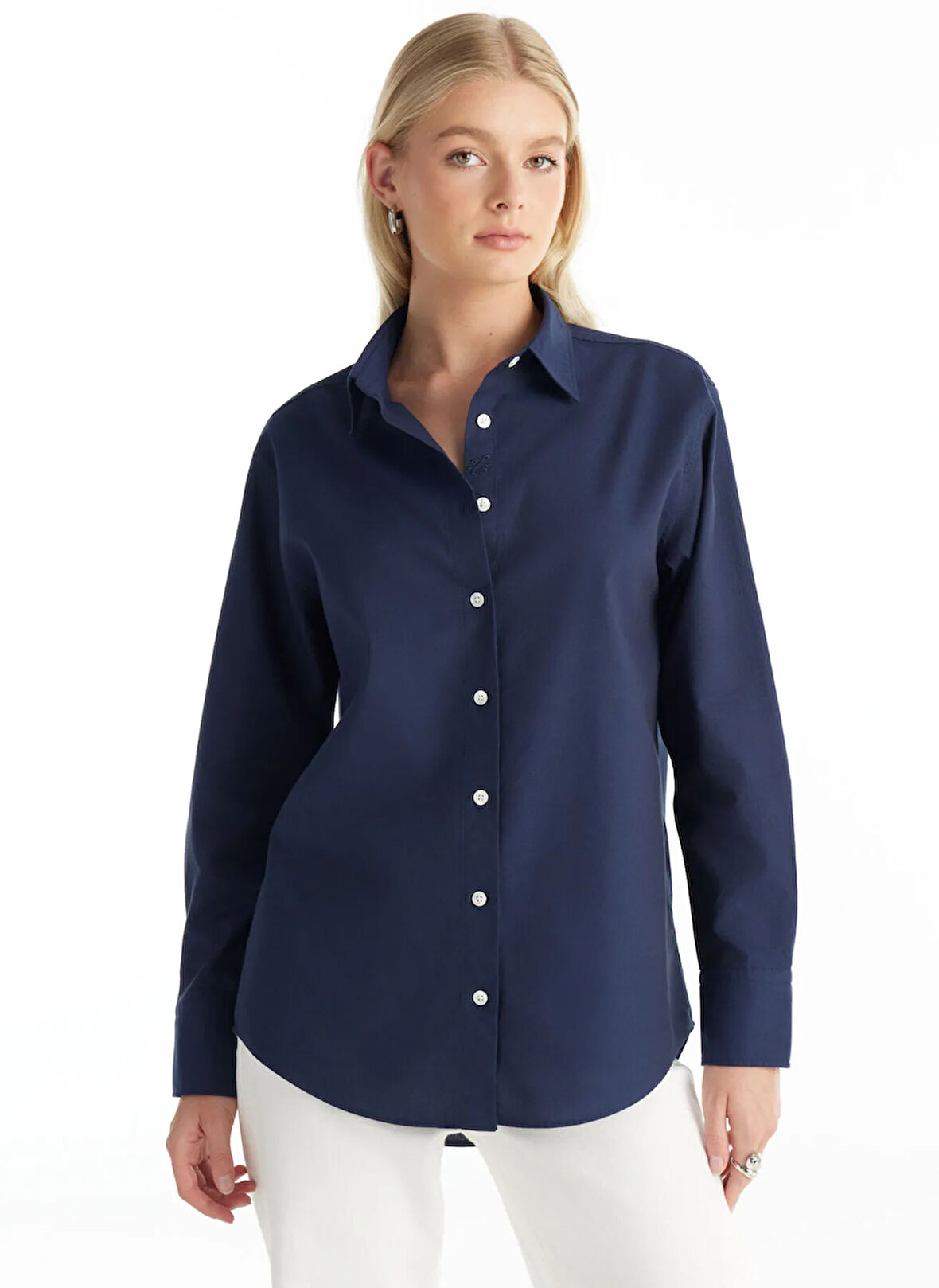 Ted Baker Regular Fit Klasik Gömlek Yaka Oxford Lacivert Kadın Gömlek TBWRSH1030