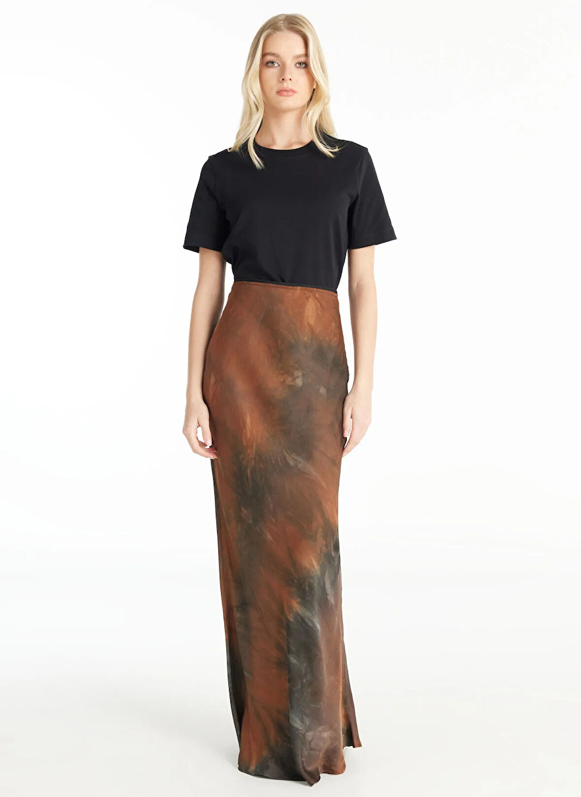 Ted Baker Lastikli Bel Kiremit Kadın Batik Maksi Etek TBWRSK1016-2