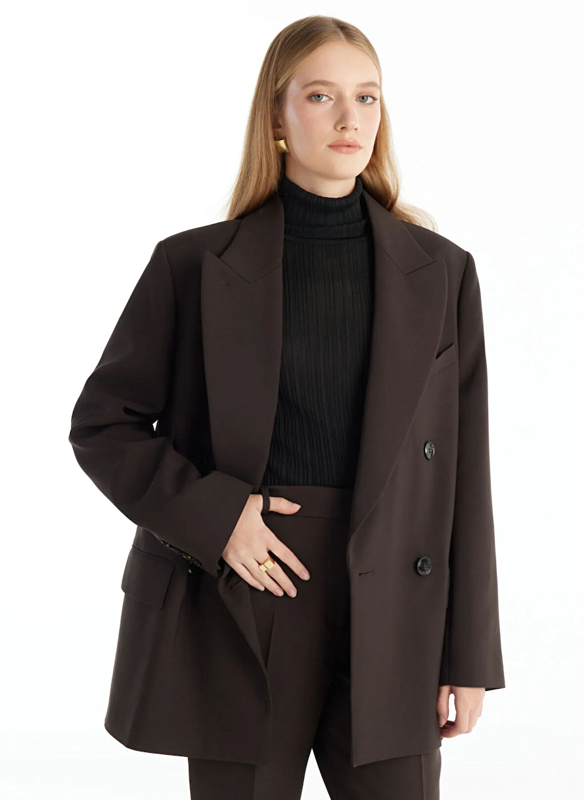 Ted Baker Oversized Koyu Kahve Kadın Ceket TBWRJC1018-3