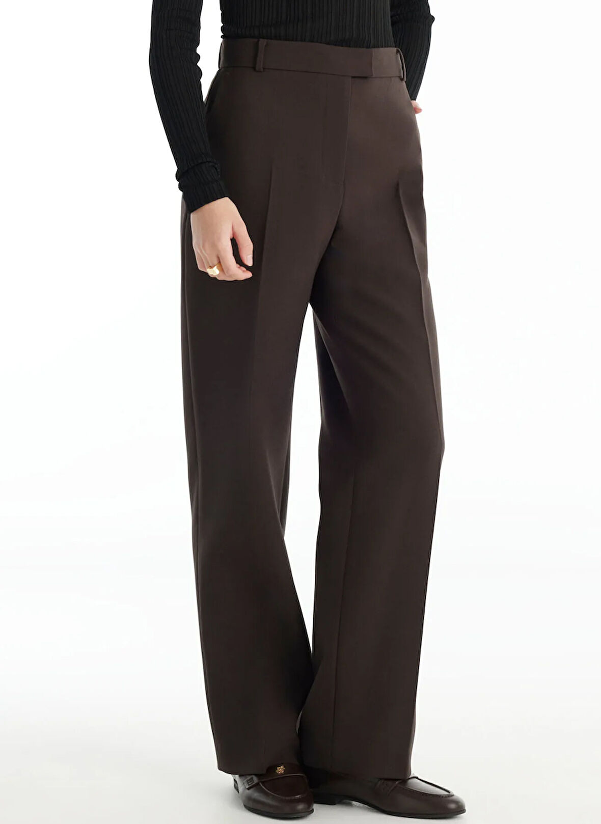 Ted Baker Normal Bel Düz Koyu Kahve Kadın Pantolon TBWRTR1001-7